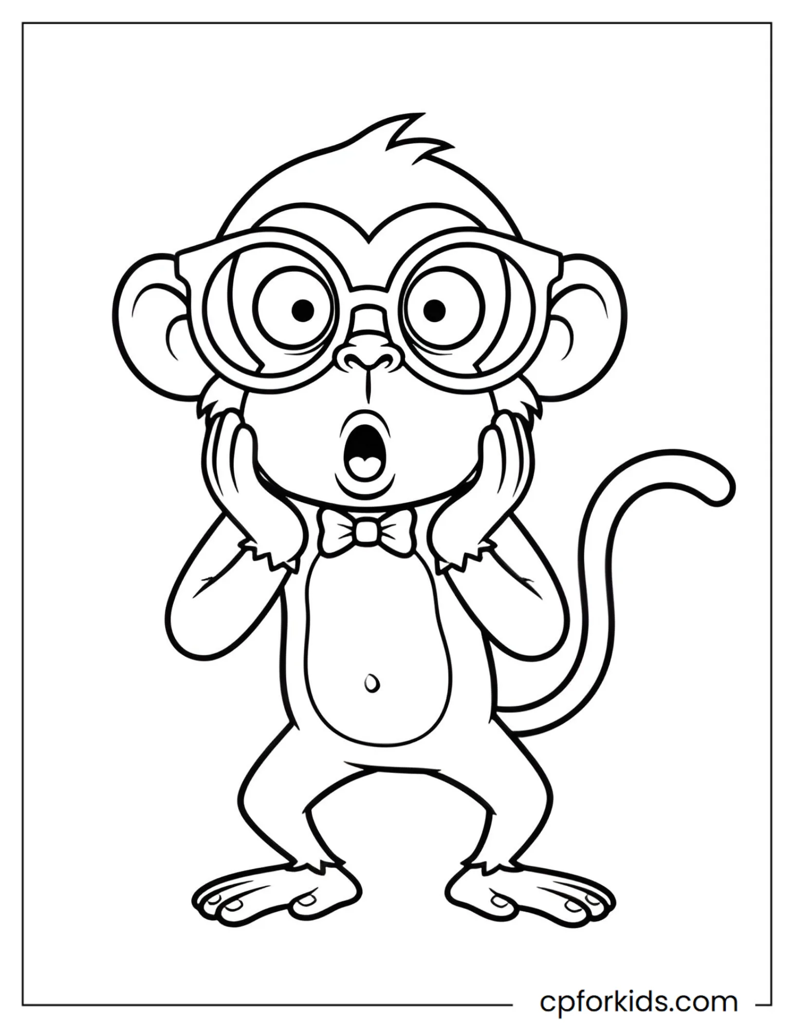 Monkey wearing oversized glasses and small bow tie