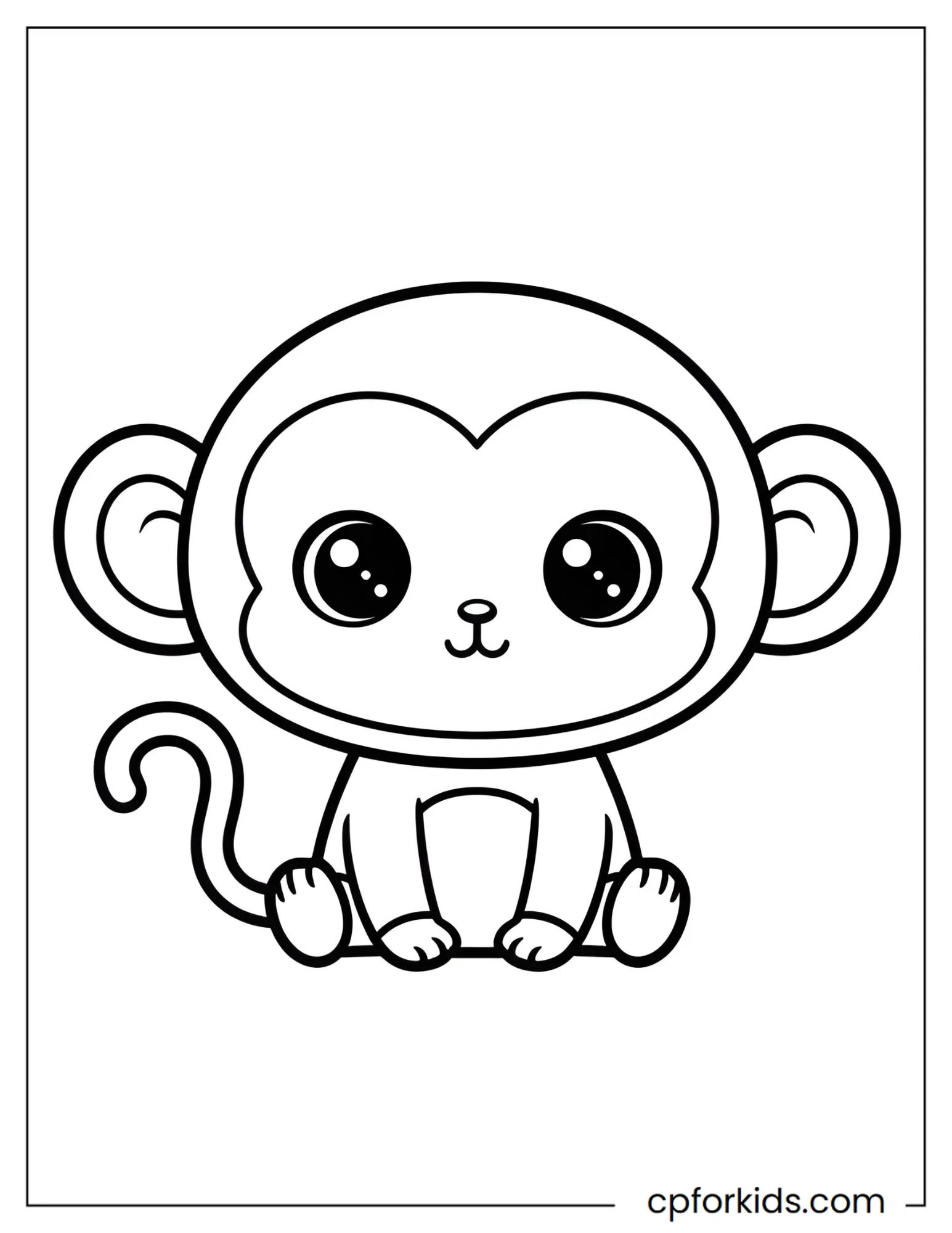 Kawaii monkey with large eyes and tiny body