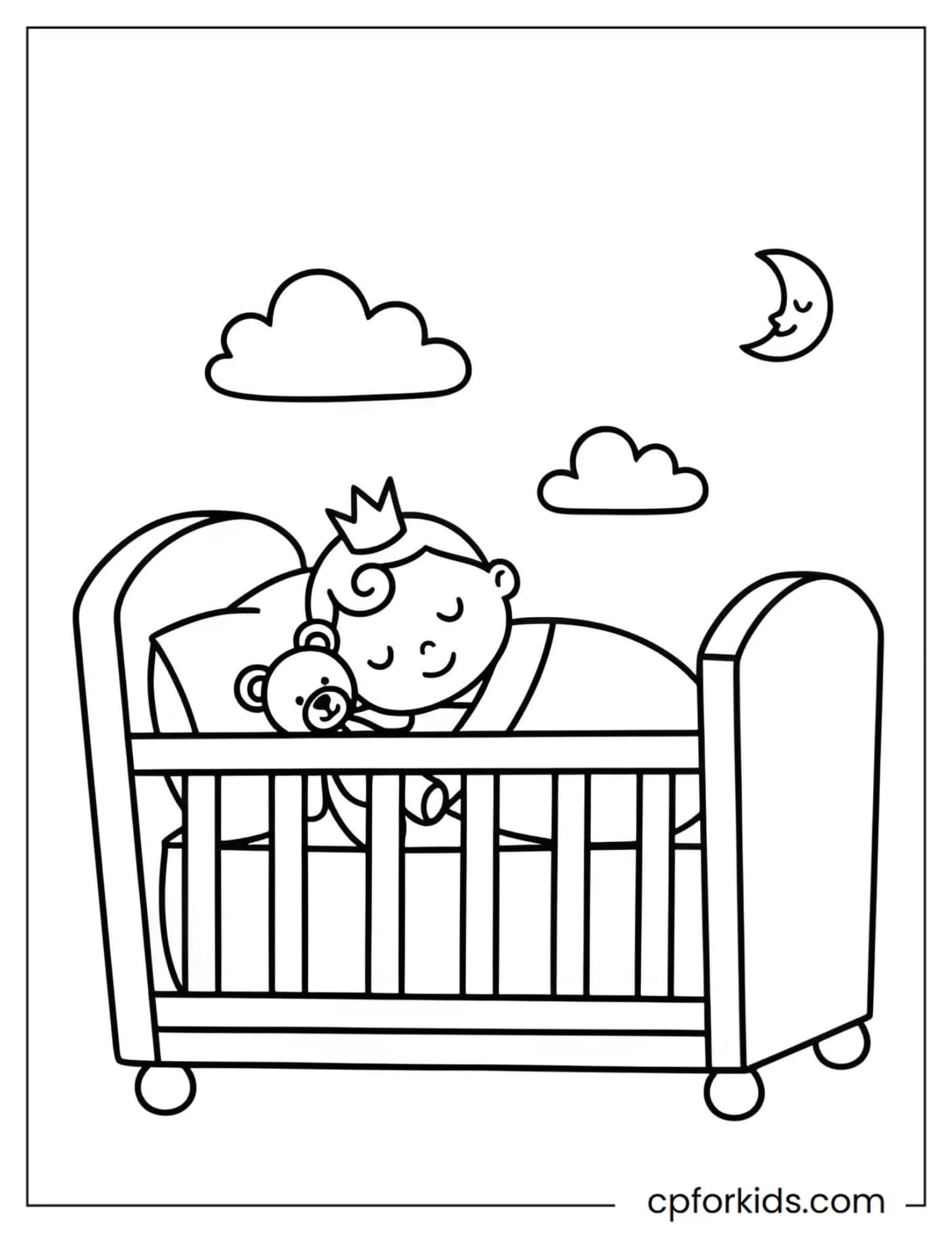 Baby Princess Asleep in Her Crib