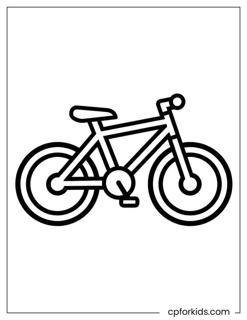 Basic bicycle coloring page, simple outline for children.
