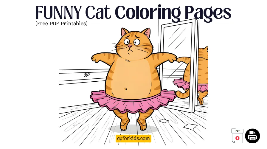 Funny cat and mouse coloring pages featured image