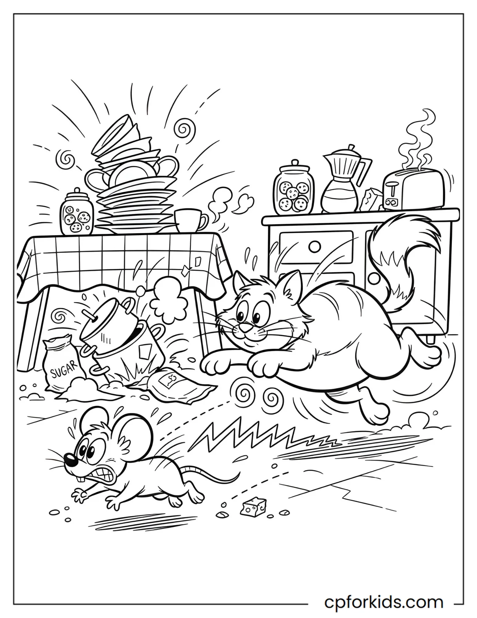 Cat and Mouse Chase in the Kitchen