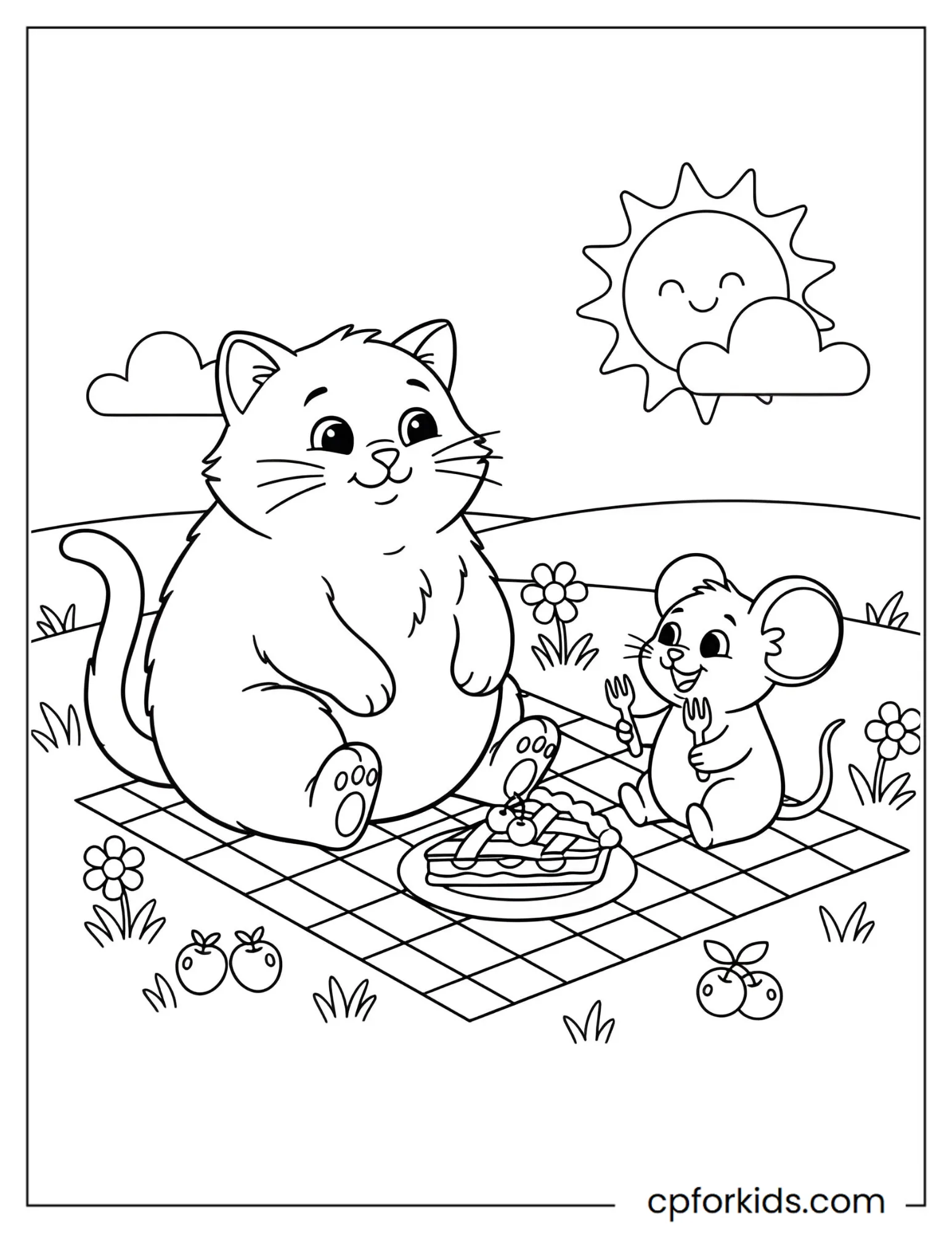 Cat and Mouse Sharing a Pie