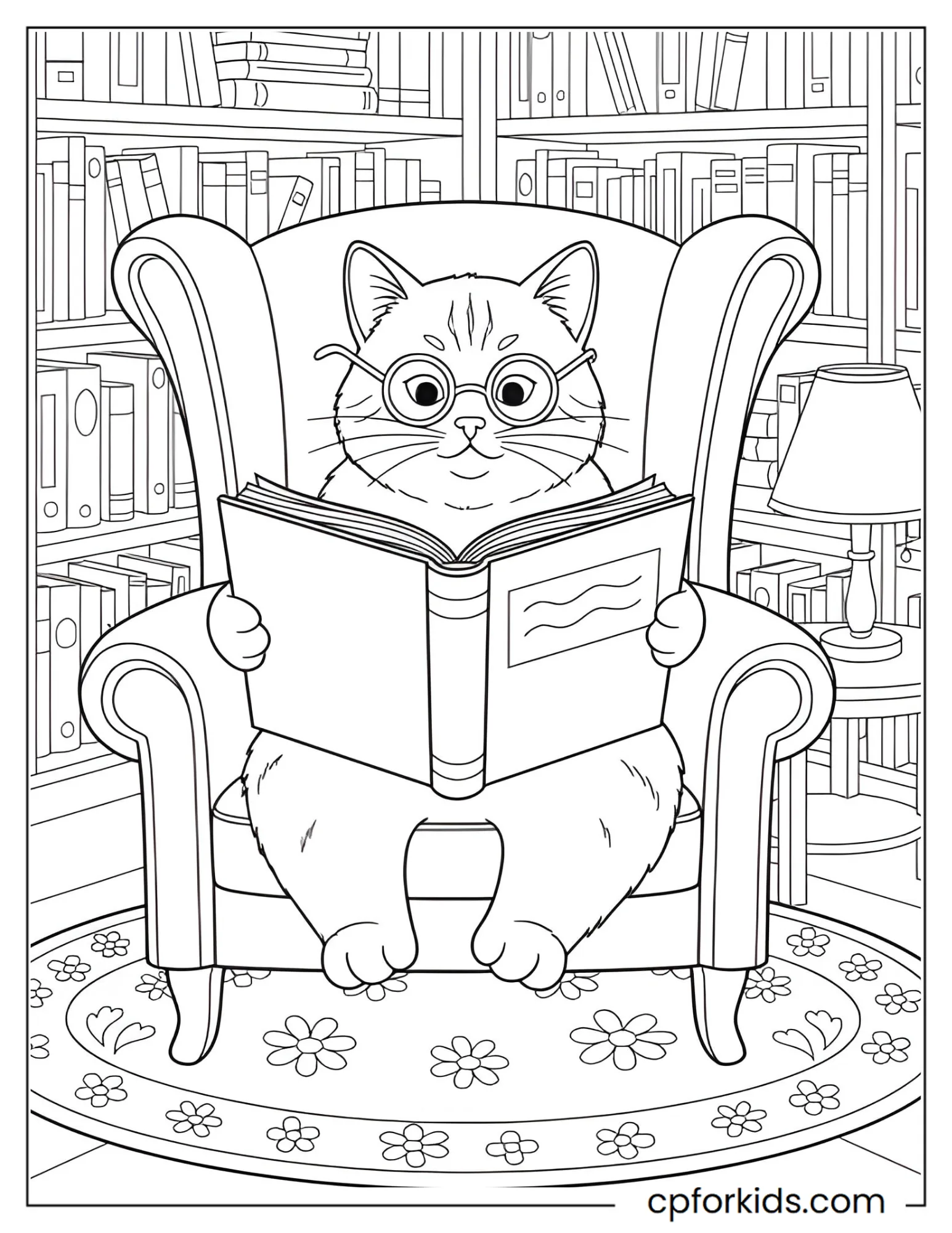 Cat Reading a Book