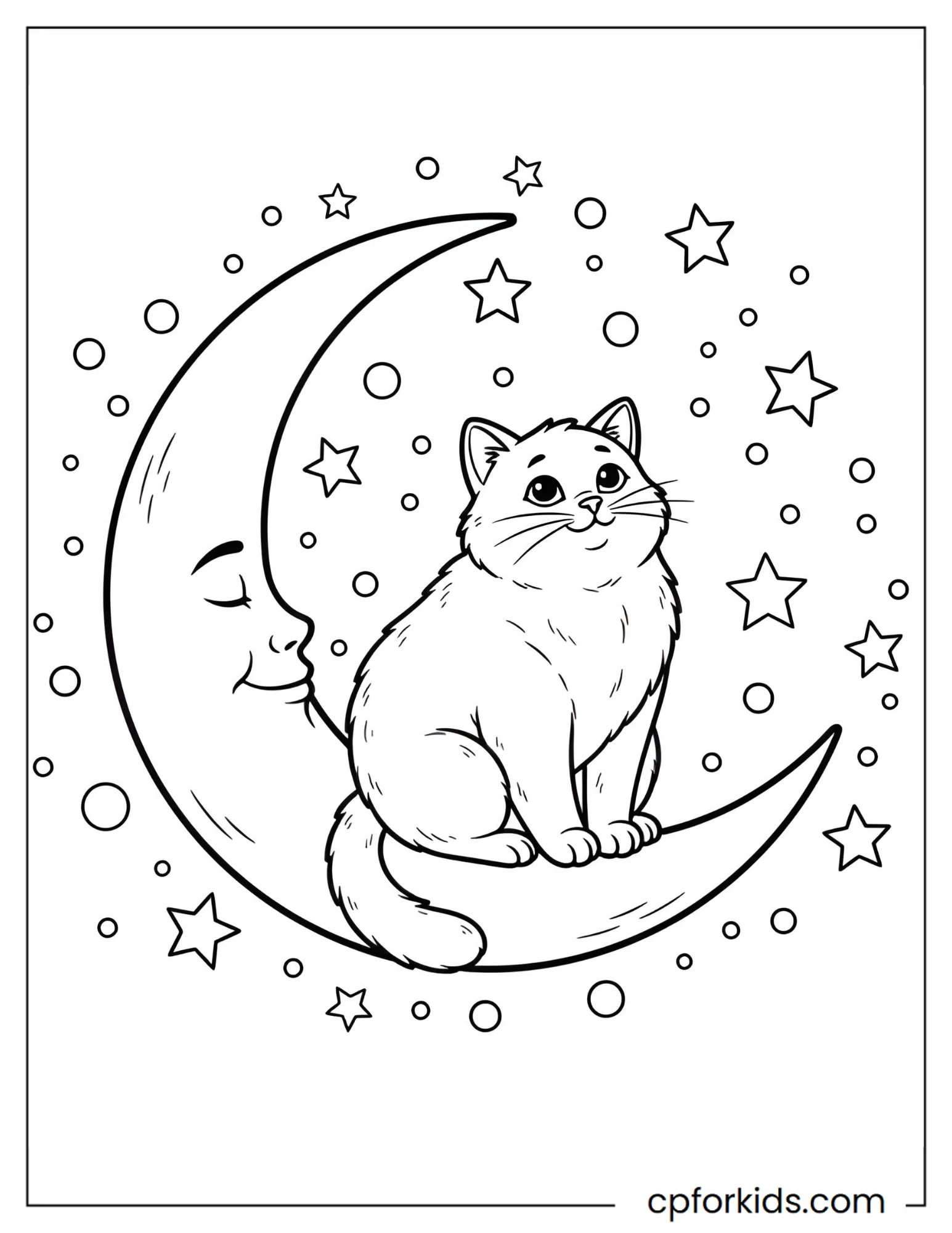 Cat Sitting on the Moon