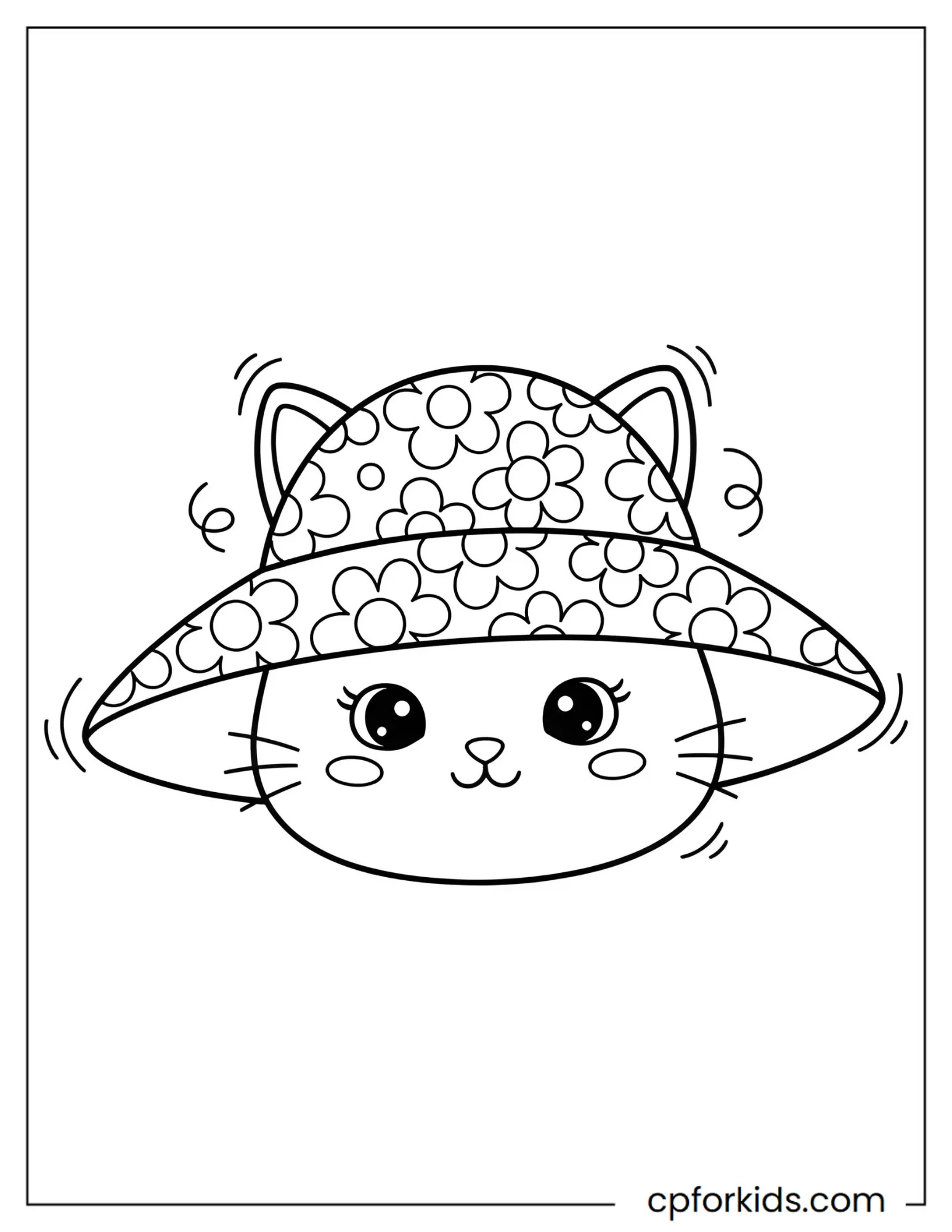 Cat Wearing a Flower Hat