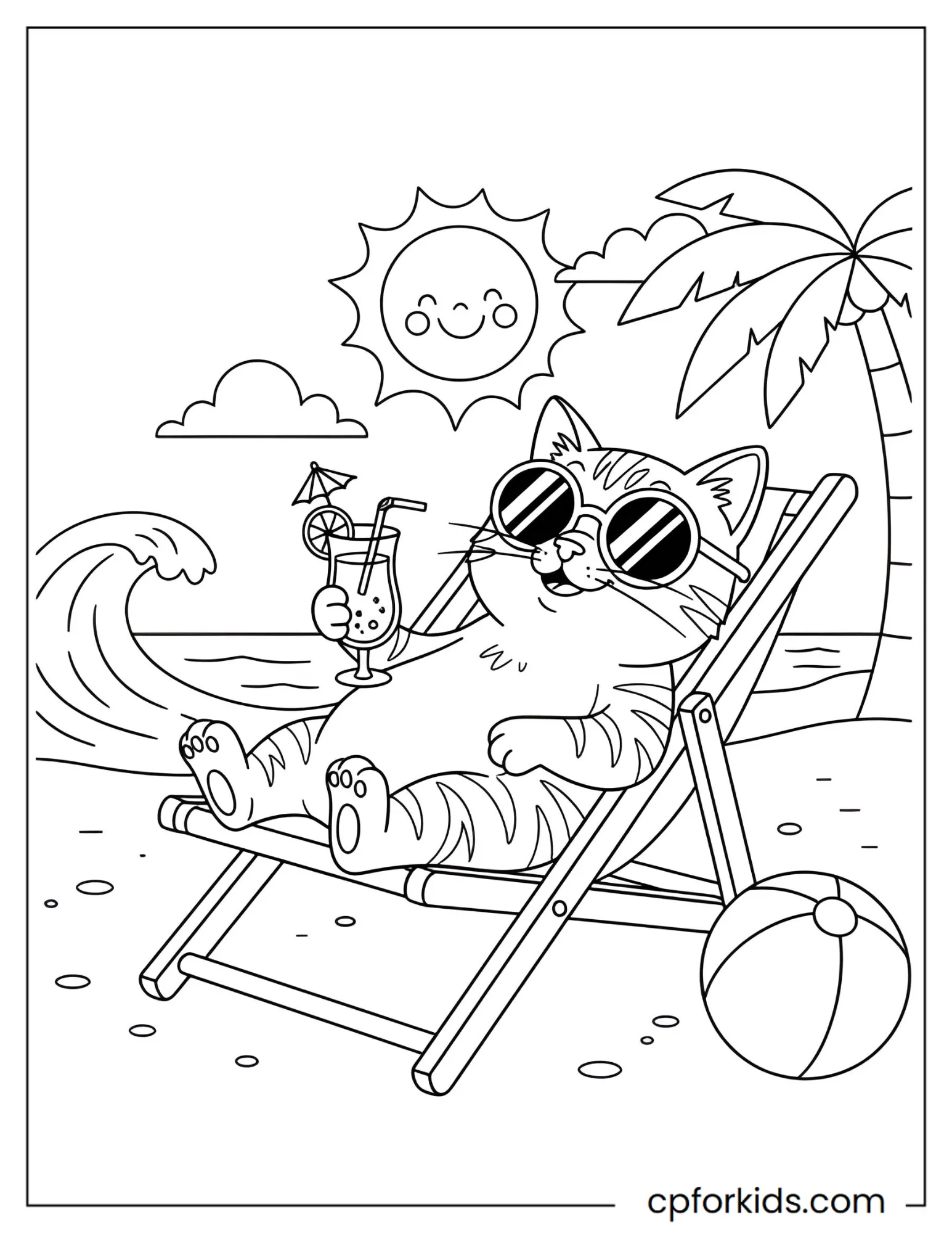 Cat with Sunglasses on the Beach