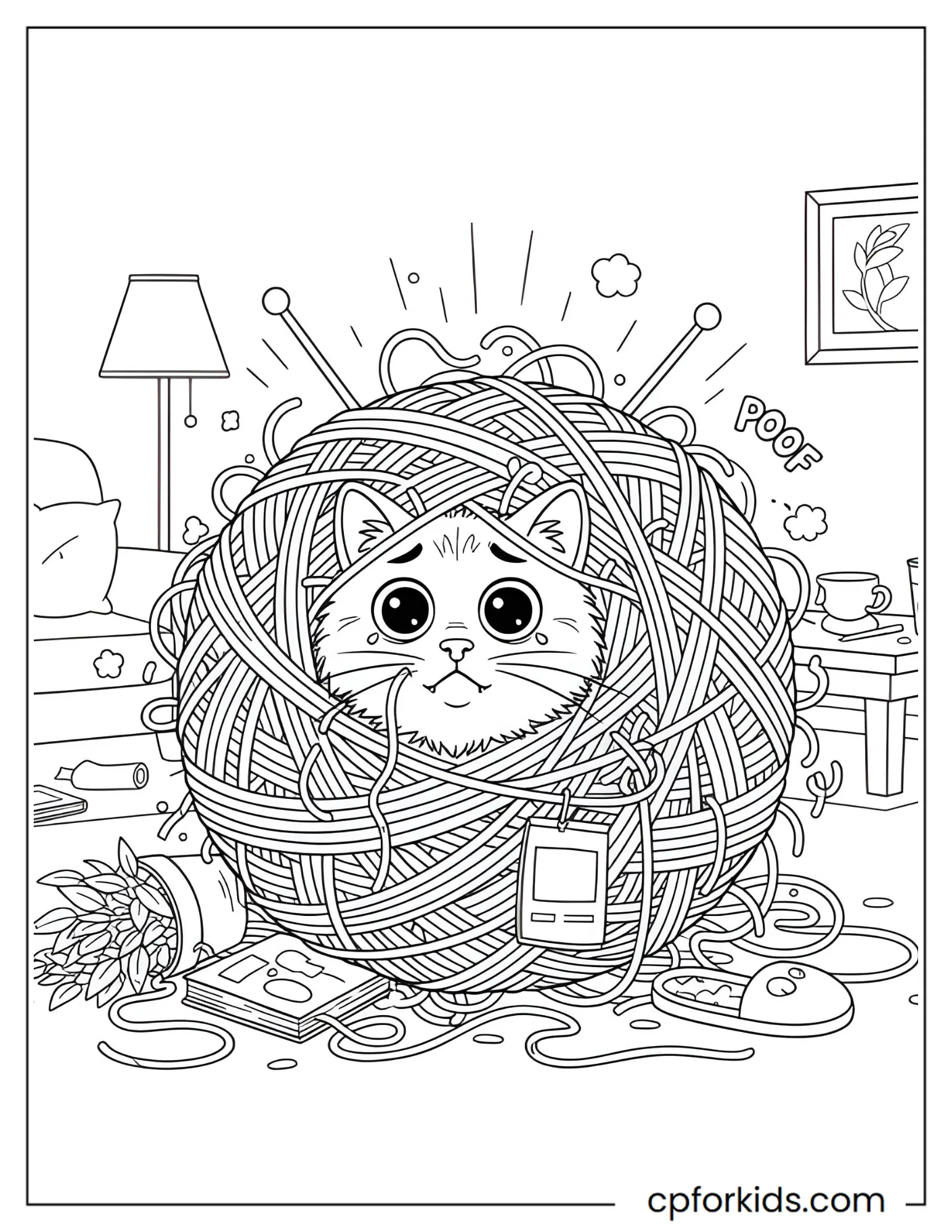 Cat Tangled in Yarn
