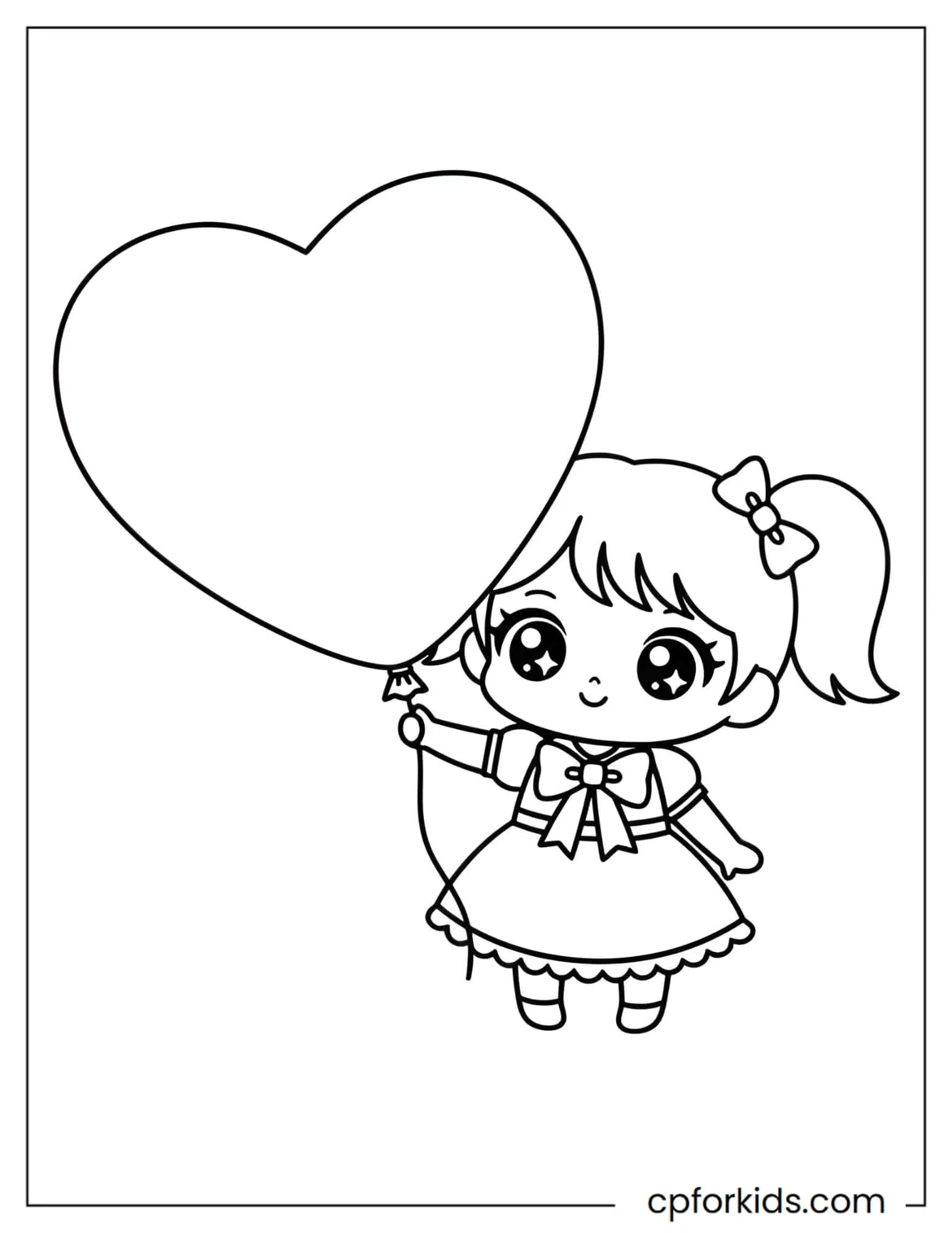 Chibi Princess with a Heart Balloon