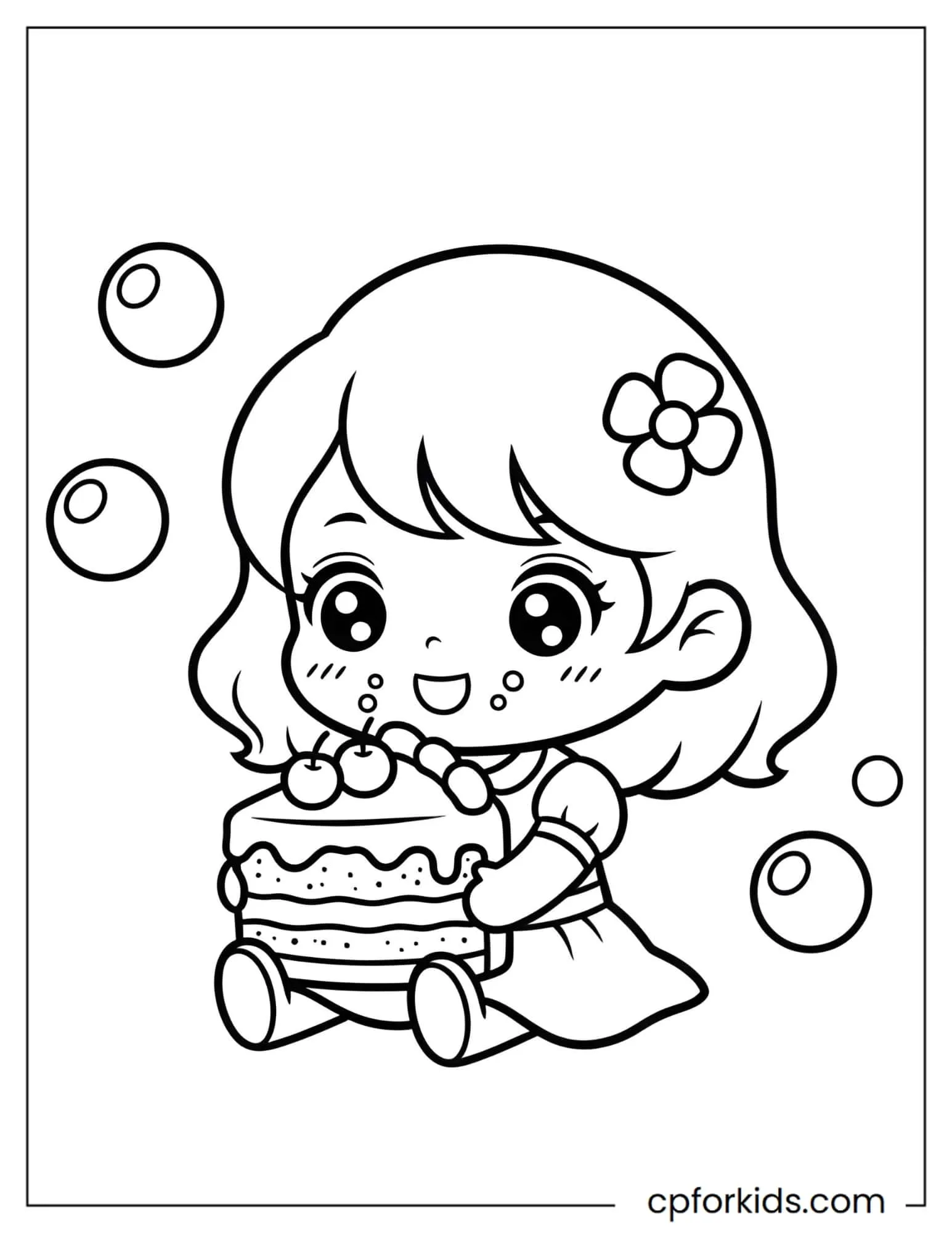 Chibi Princess Eating Cake
