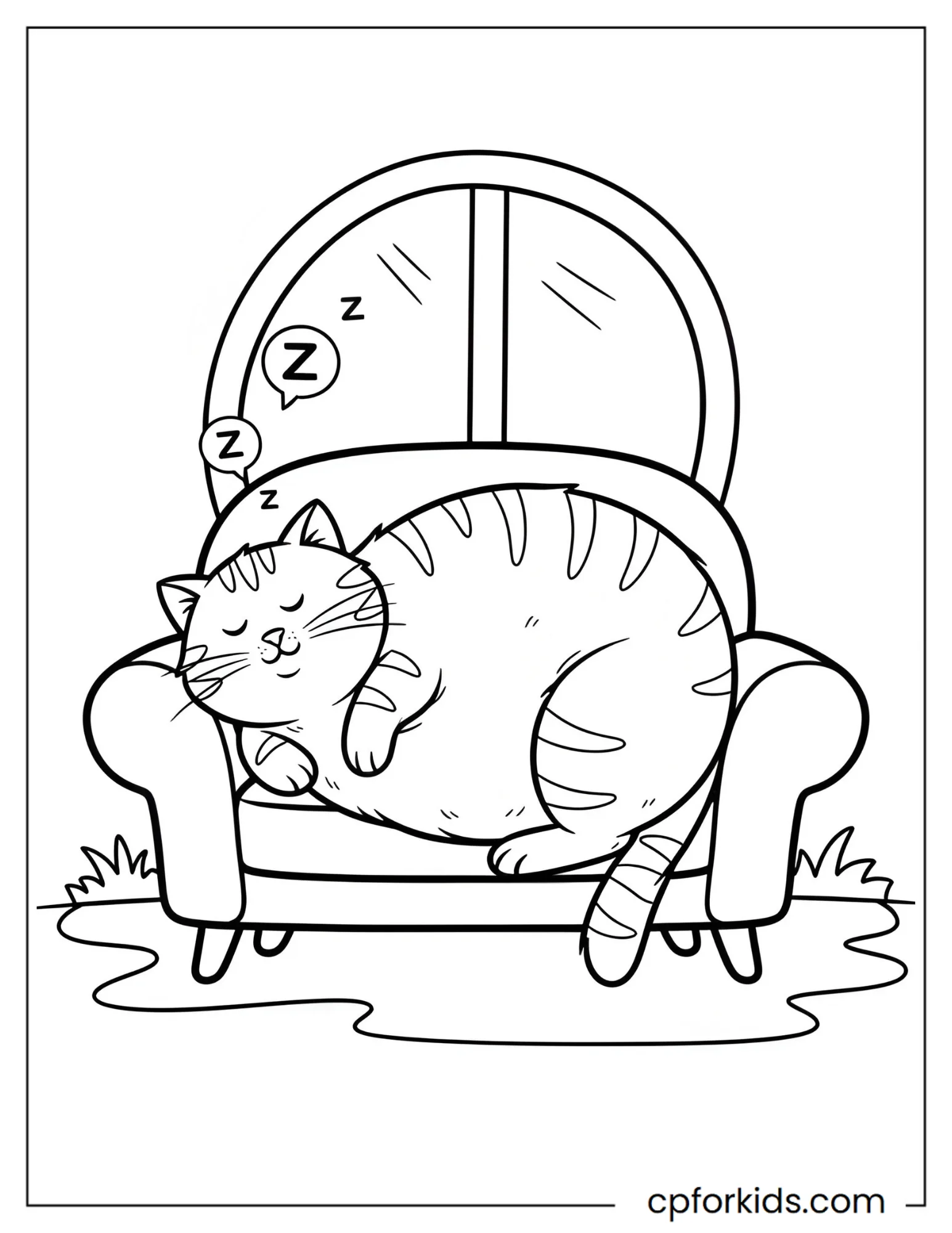 Chubby Cat Napping on the Sofa