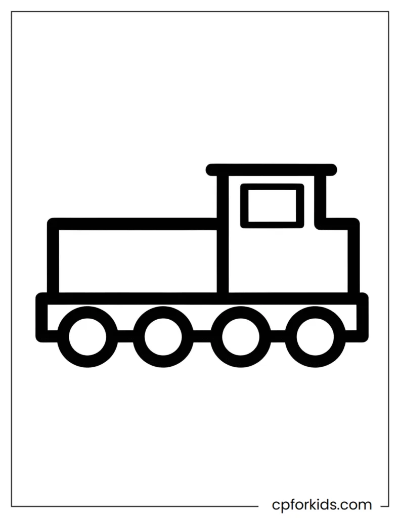 Easiest train engine coloring page, very simple for kindergarten.