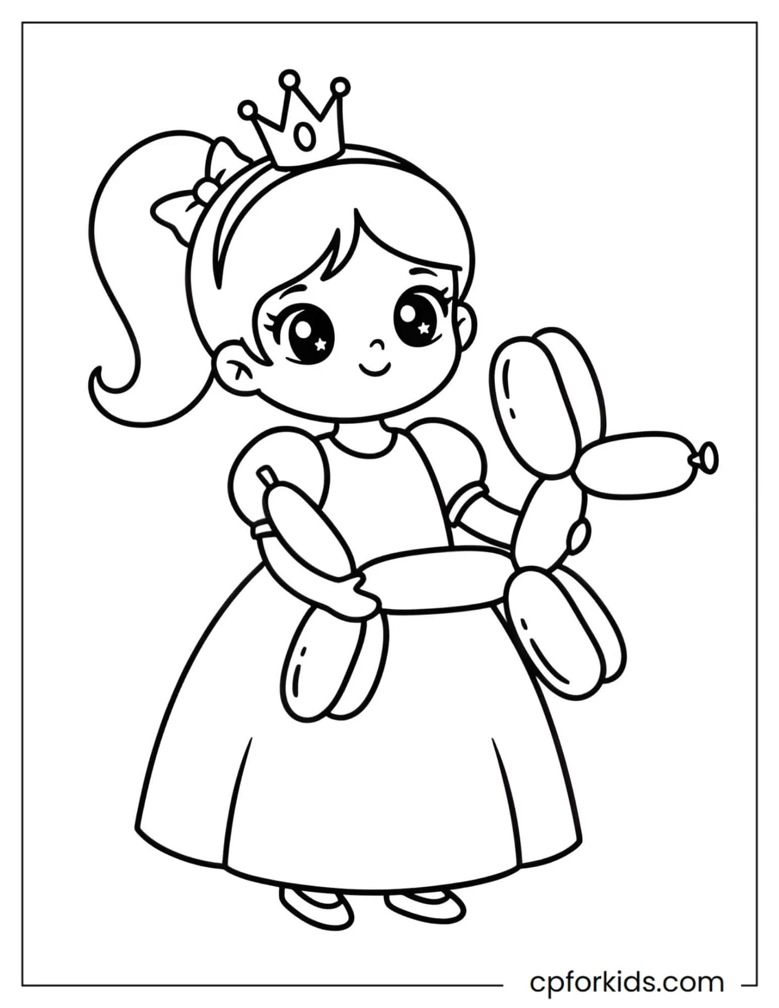 Princess Holding a Balloon Animal