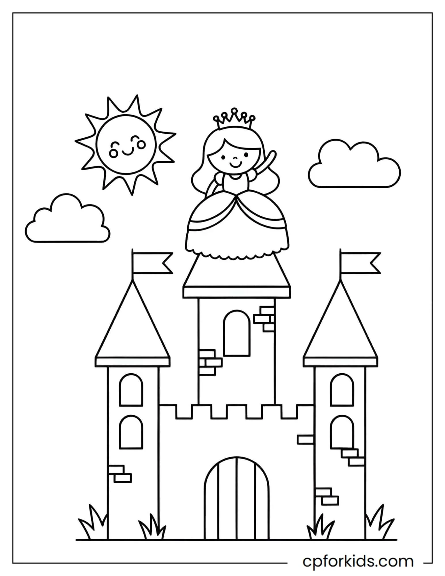 Princess Waving from Her Castle