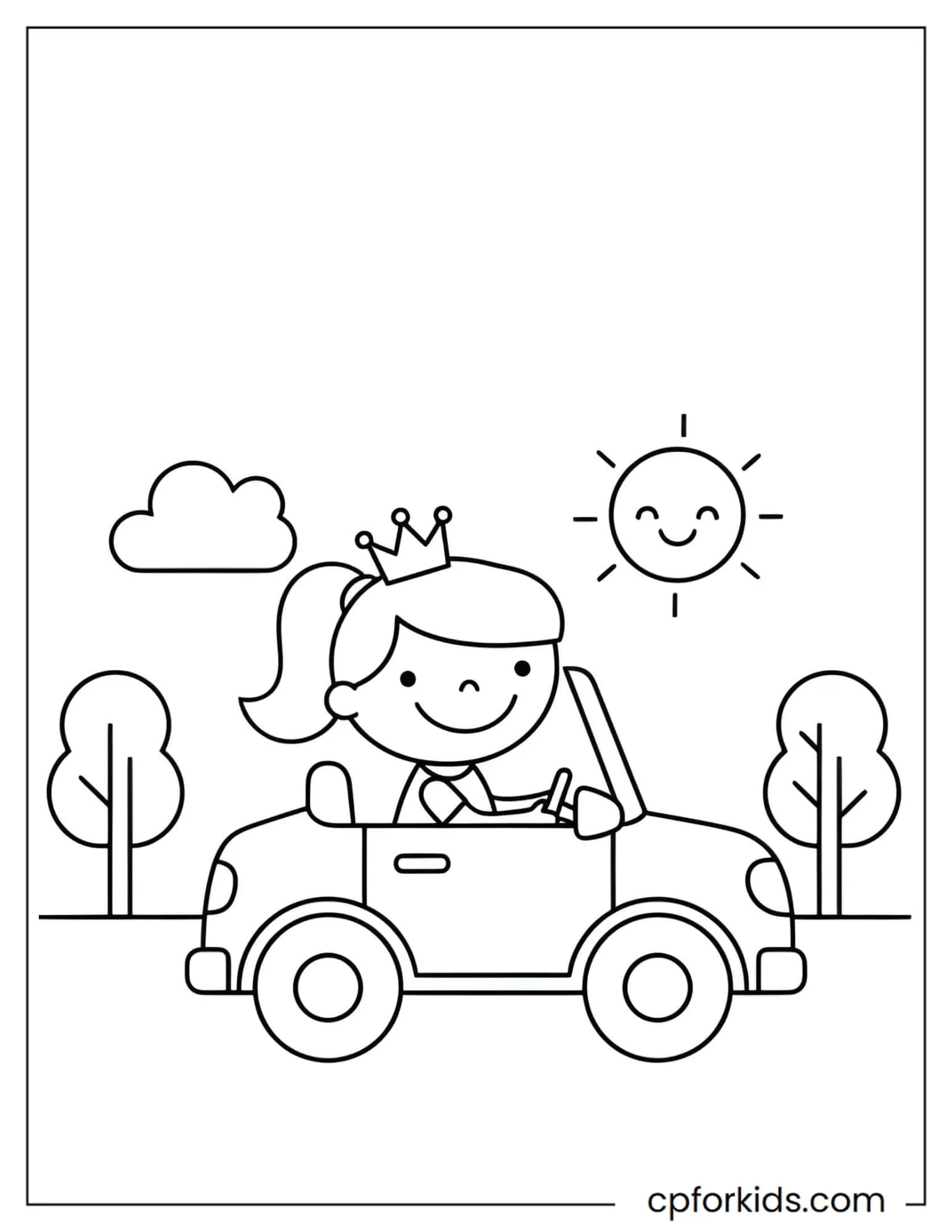 Princess Riding in a Little Car