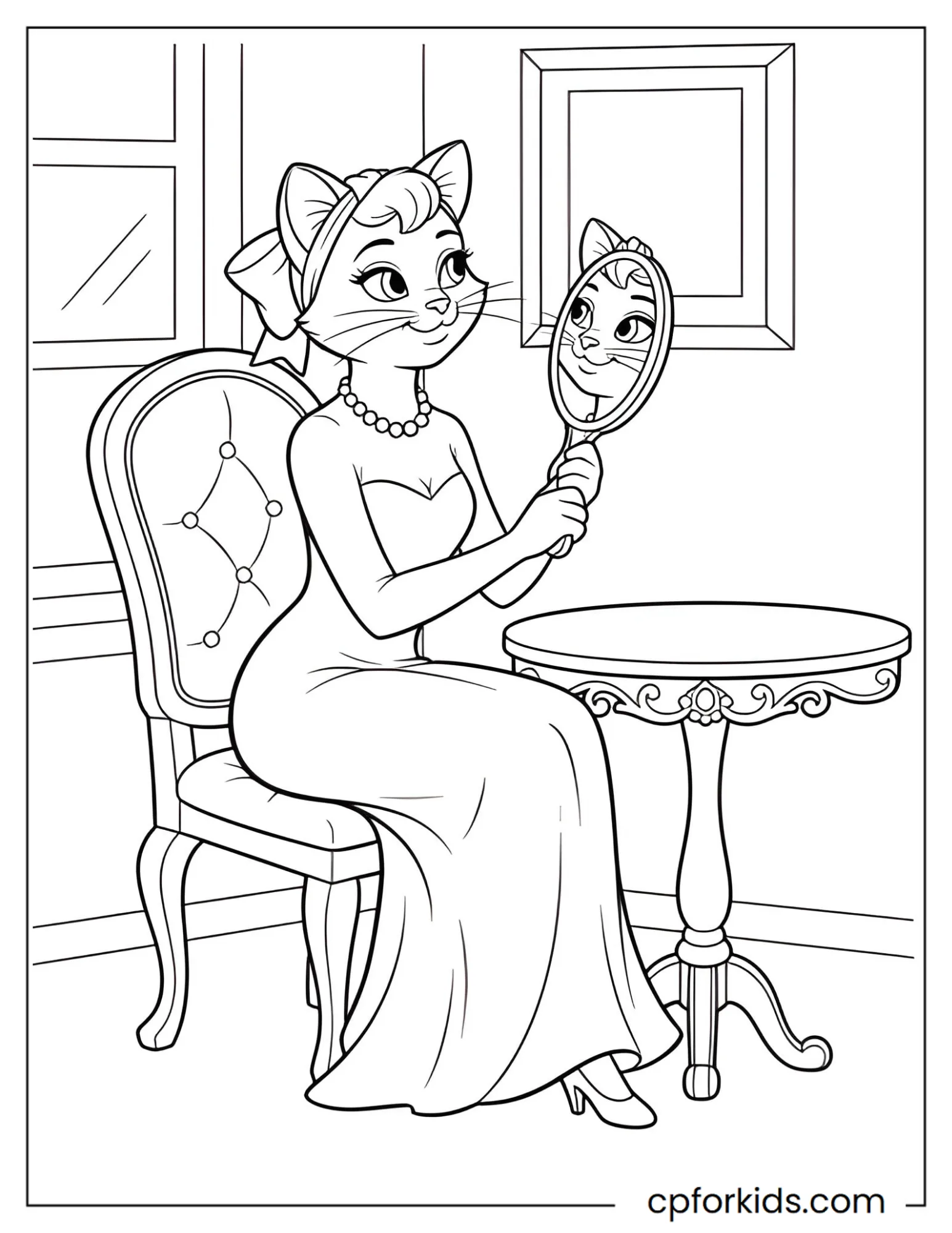 Sophisticated Cat with a Mirror