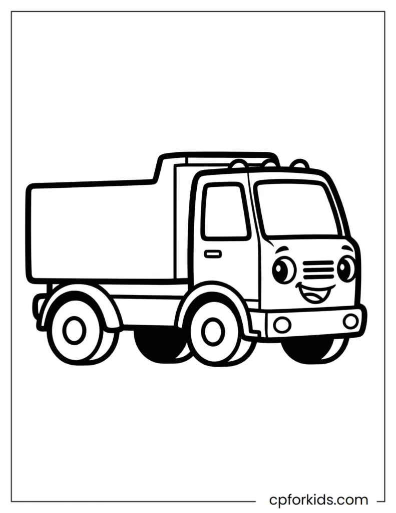 Simple flatbed truck hauling a construction load coloring page.