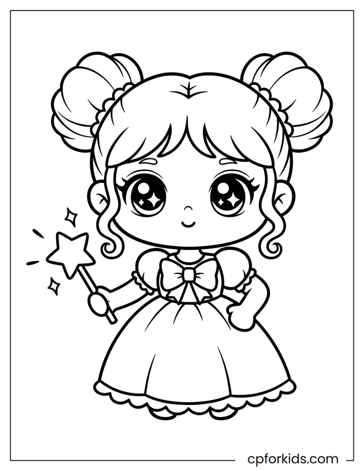 Kawaii Princess with a Star Wand