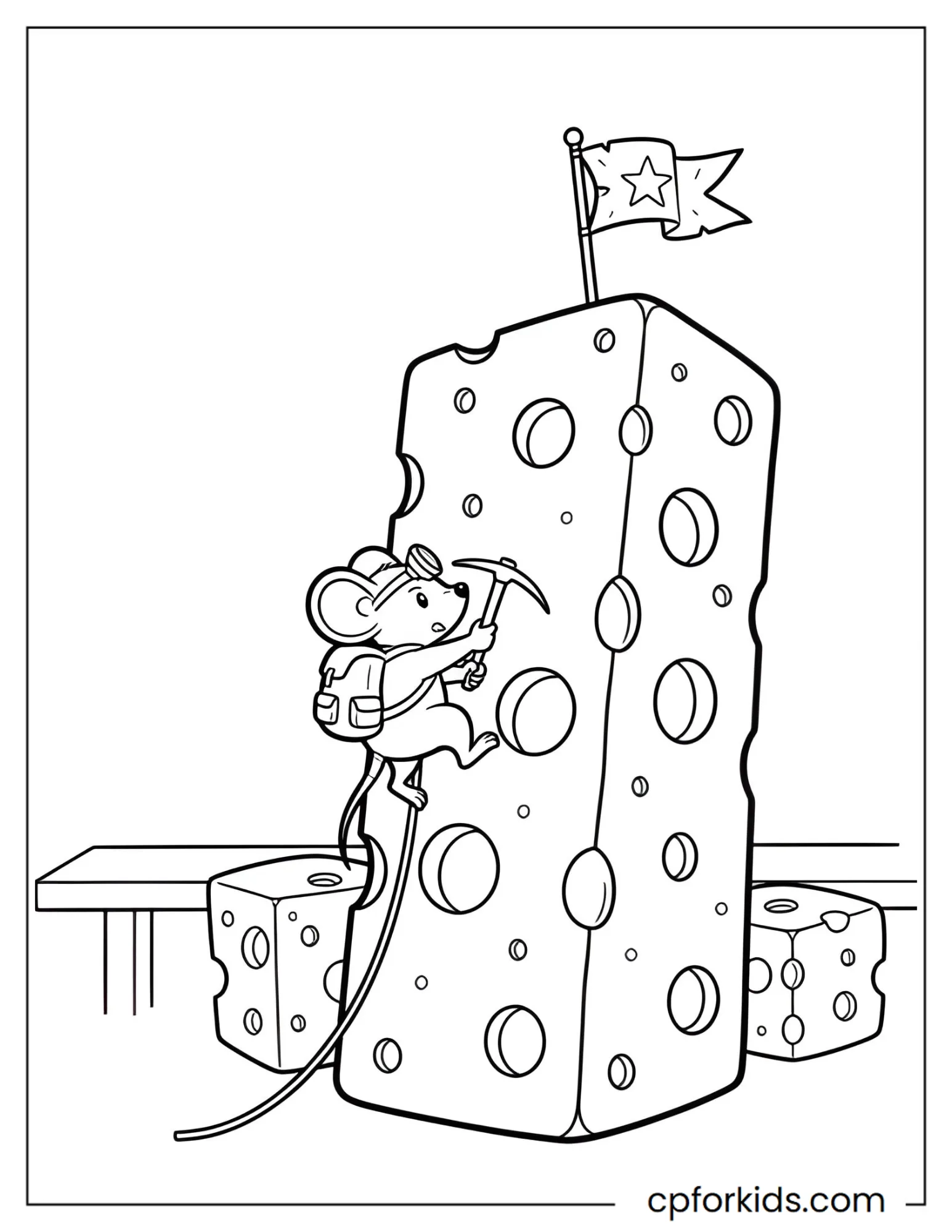 Mouse Climbing a Giant Cheese Block