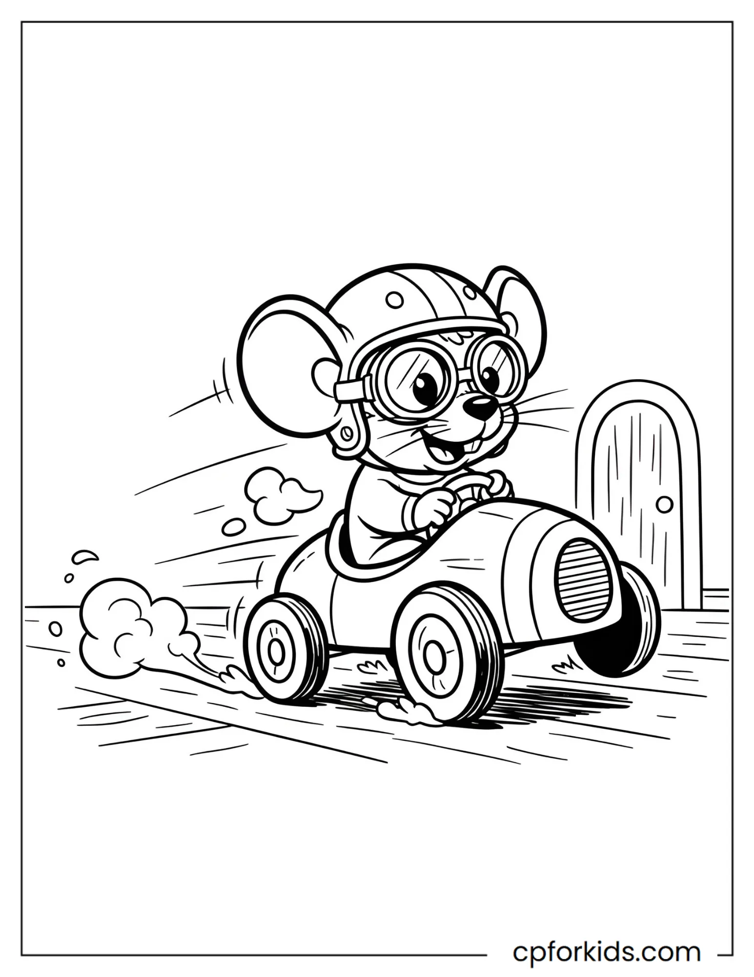 Mouse Driving a Tiny Toy Car