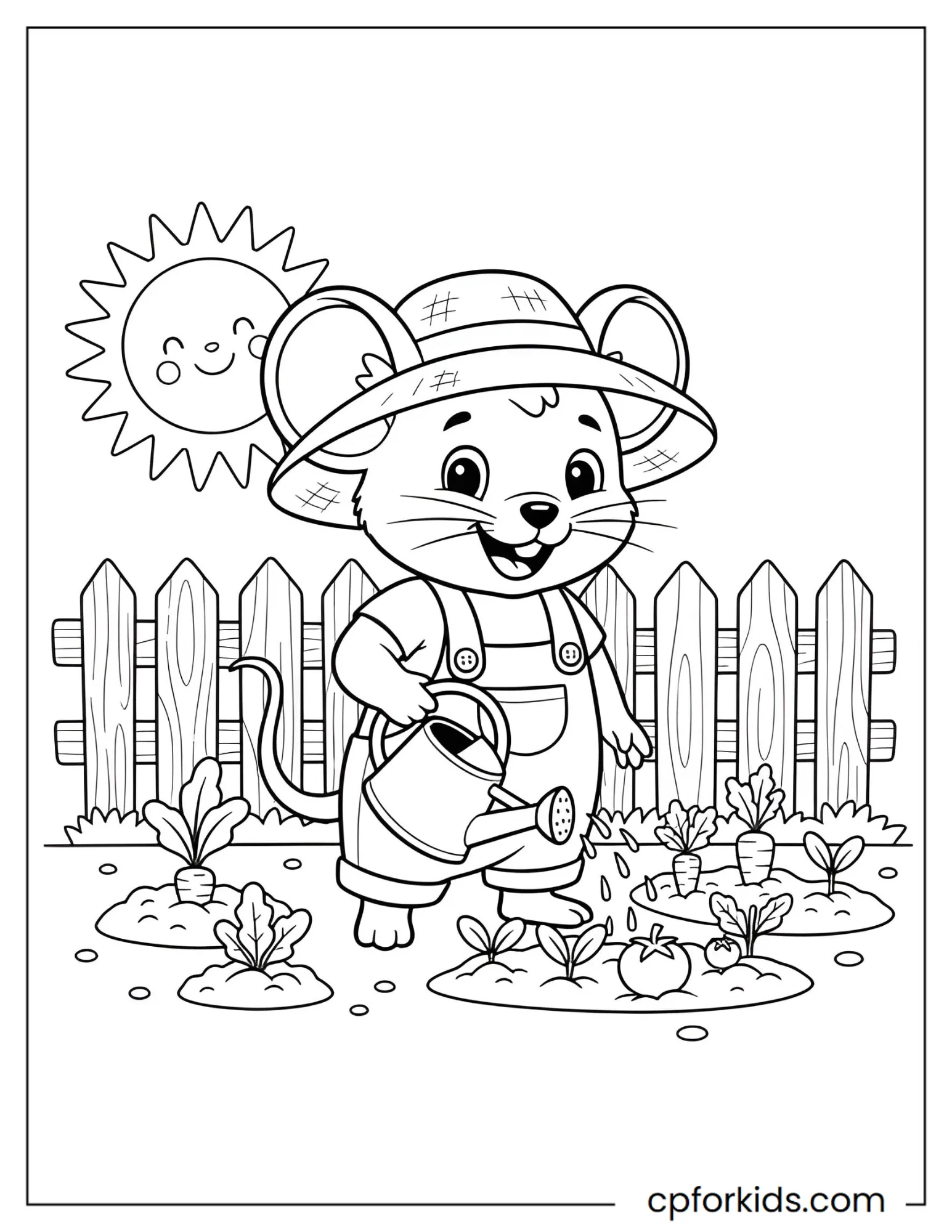 Mouse Farmer Watering the Garden