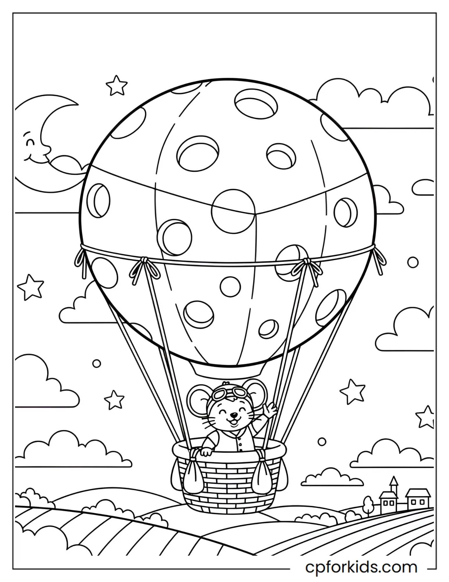Mouse in a Cheese Hot Air Balloon