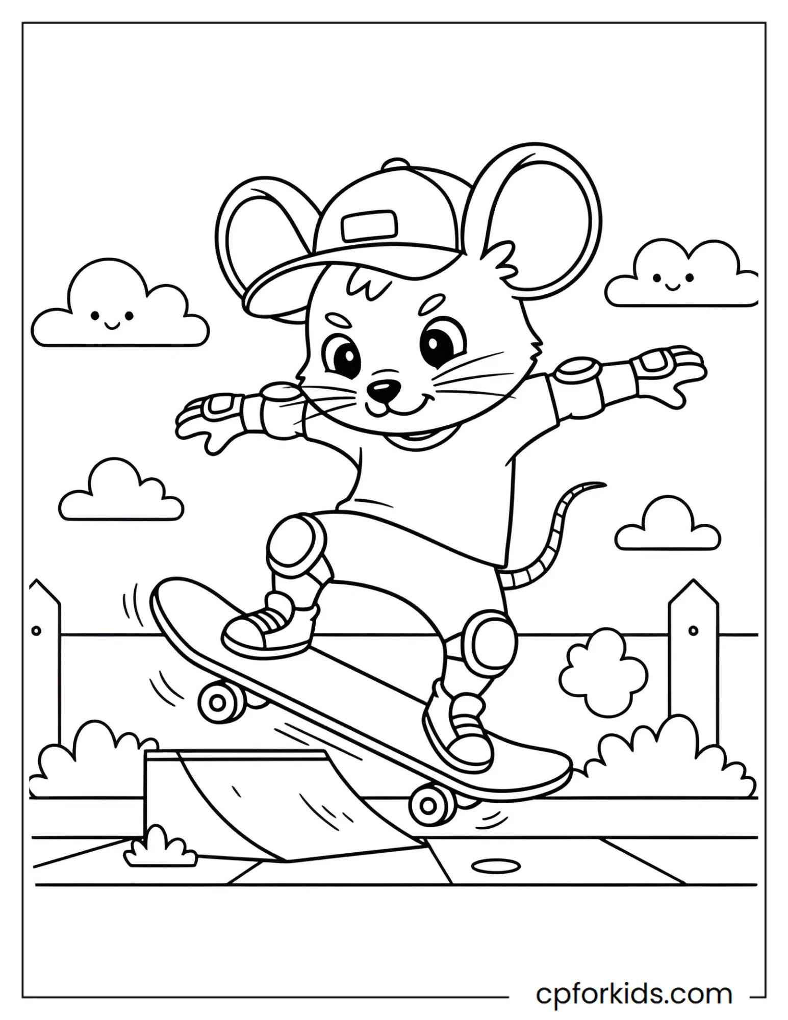 Mouse Doing a Skateboard Trick