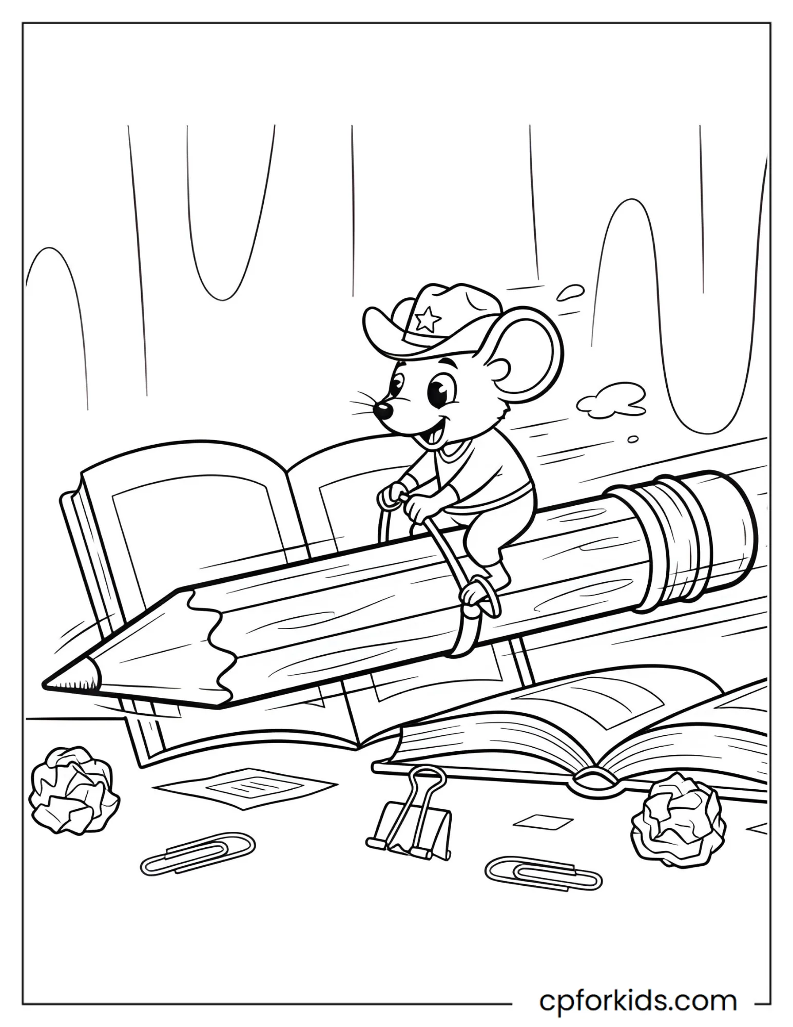 Mouse Riding a Pencil Like a Horse