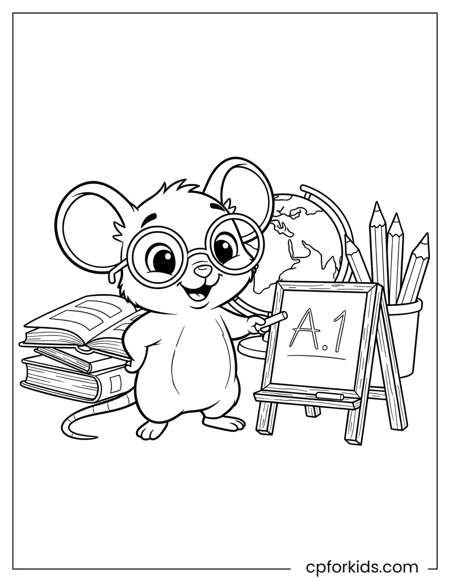 Mouse Teacher at the Blackboard