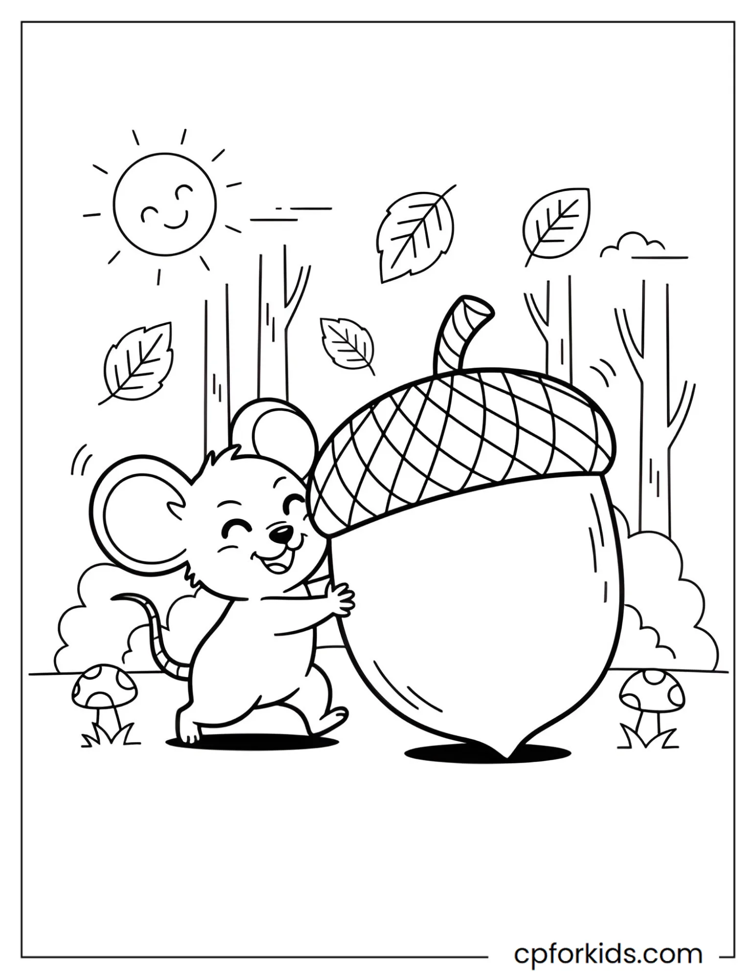 Mouse Struggling with a Giant Acorn