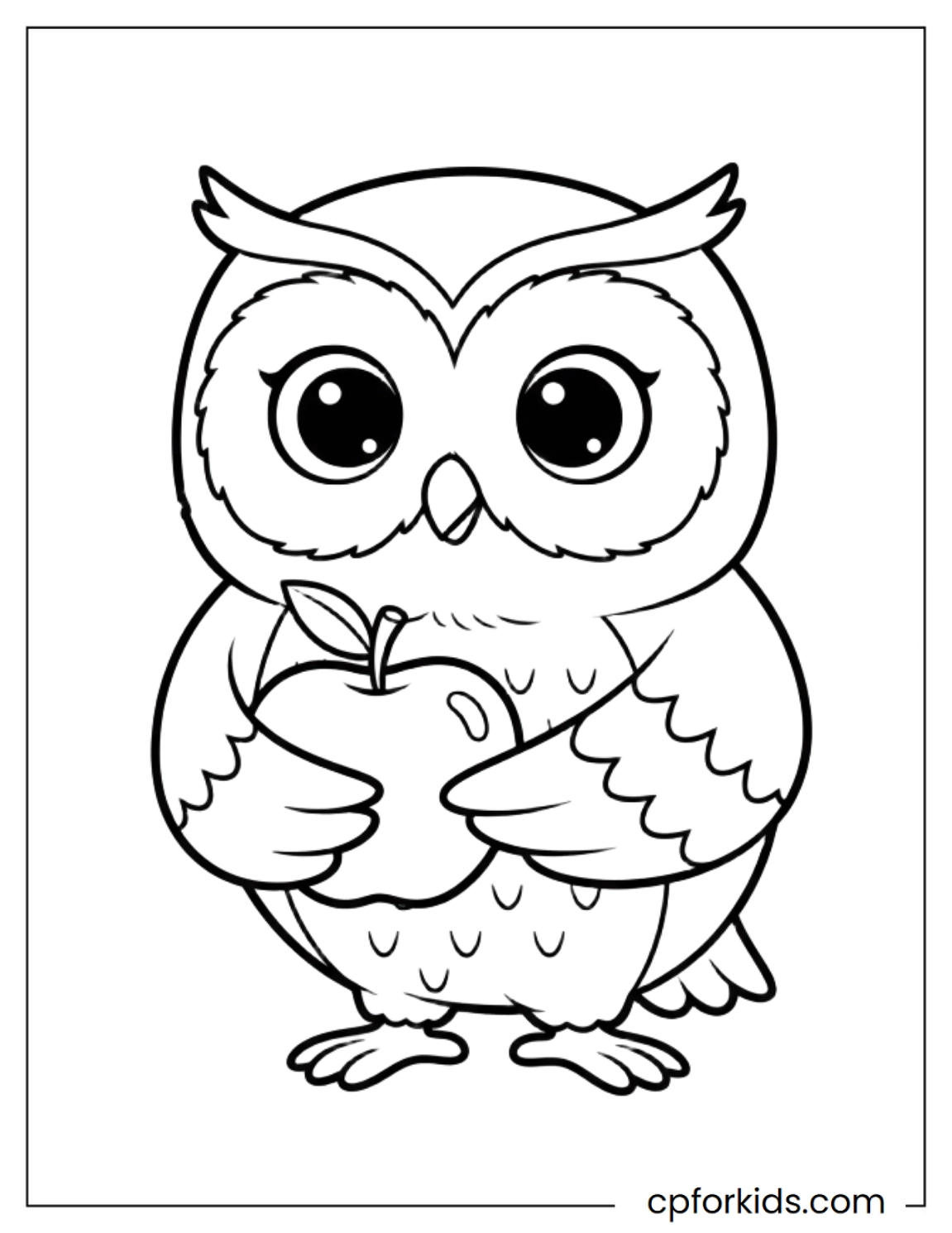 Owl holding one large apple