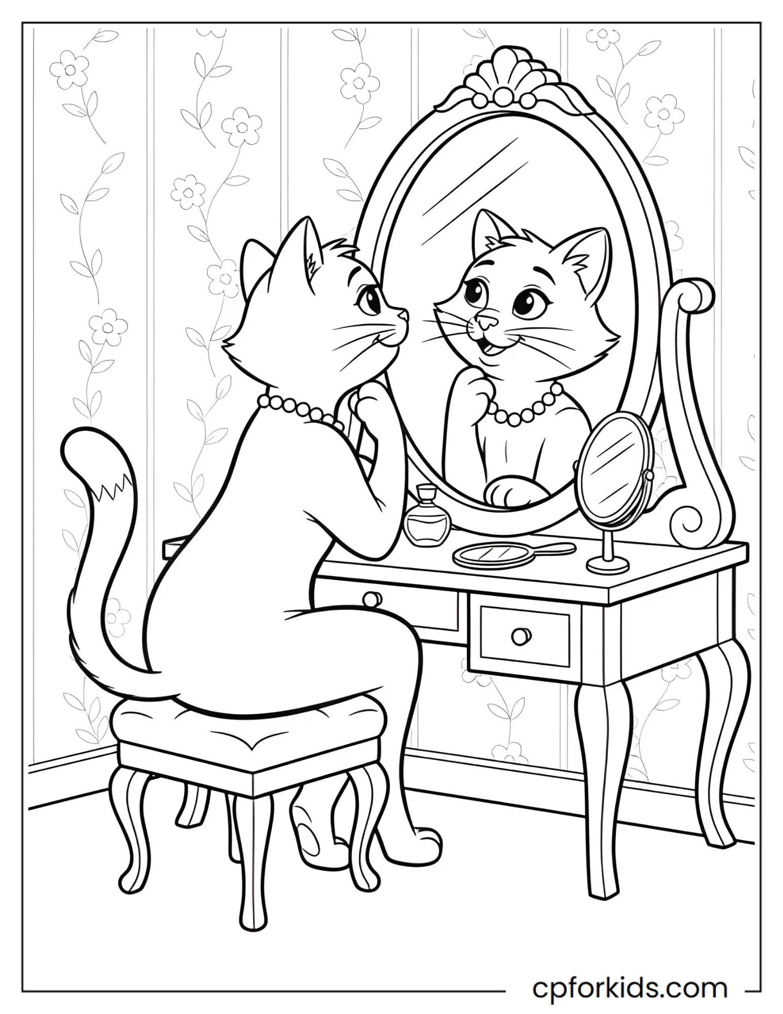 Sophisticated Female Cat with a Mirror