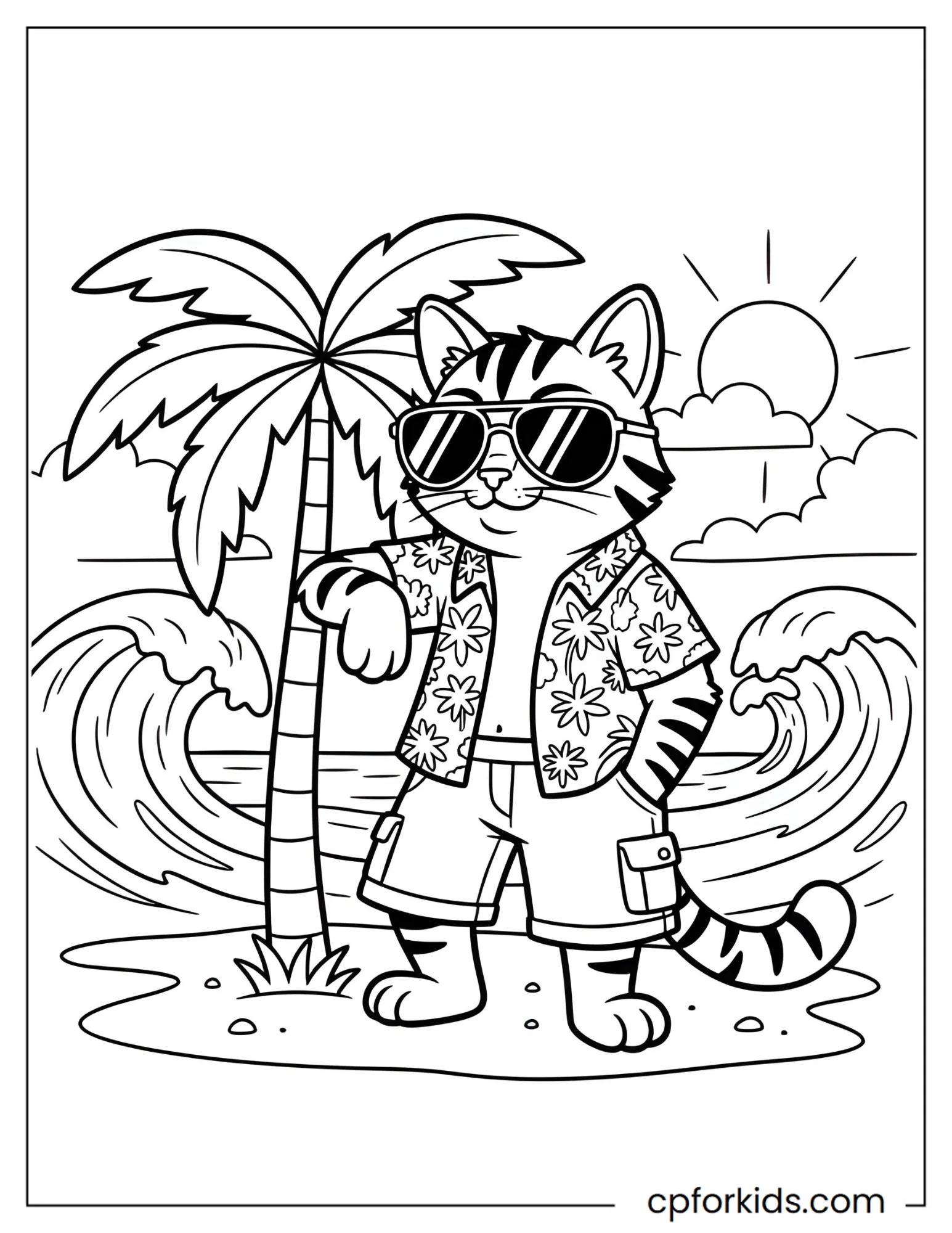 Striped Cat Wearing Sunglasses