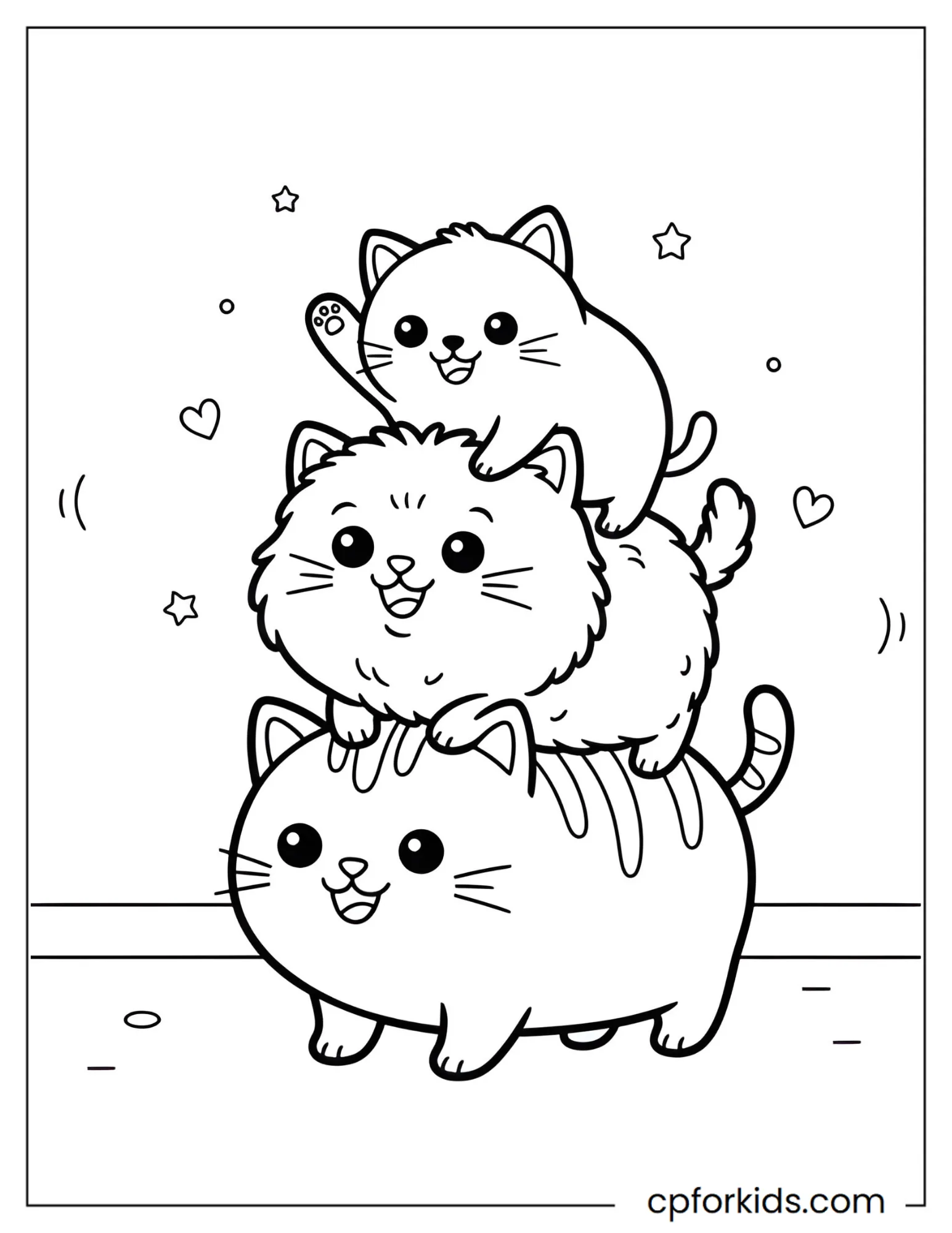 Three Kittens Stacked in a Tower