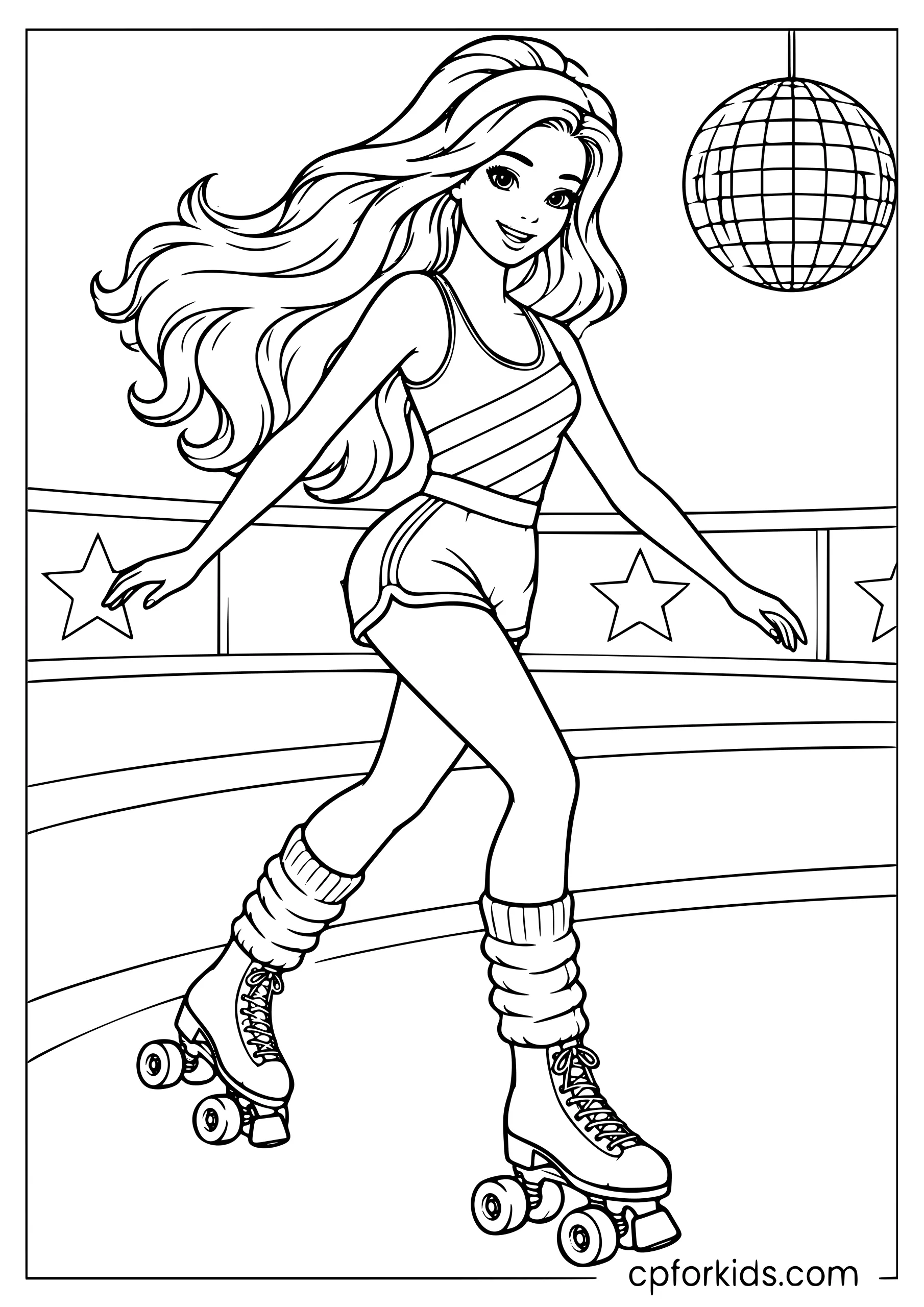 Barbie roller skating in a bold retro 80s outfit