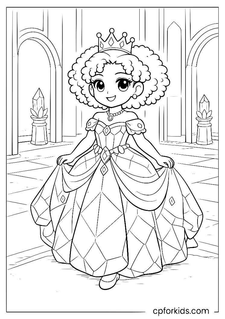 Princess in a fantasy gown with jewel-like shapes