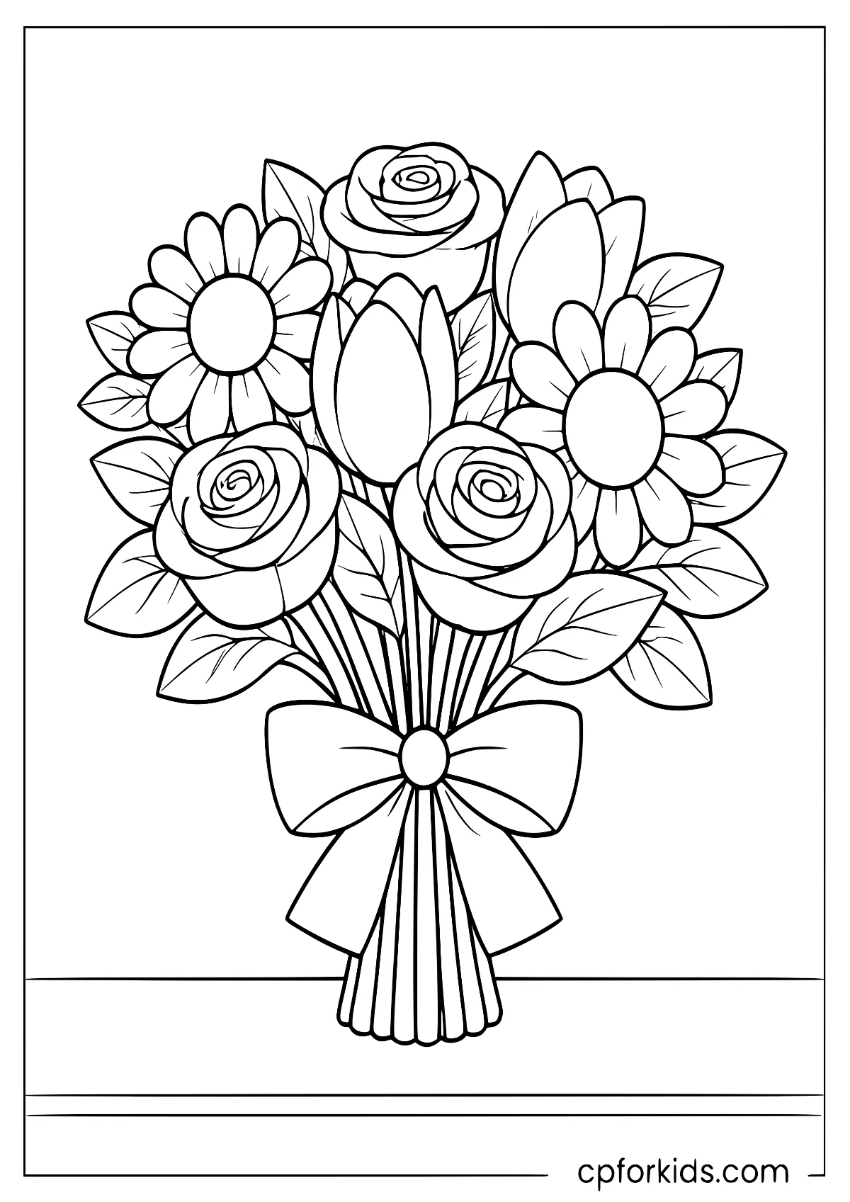 Mixed flower bouquet tied with a ribbon