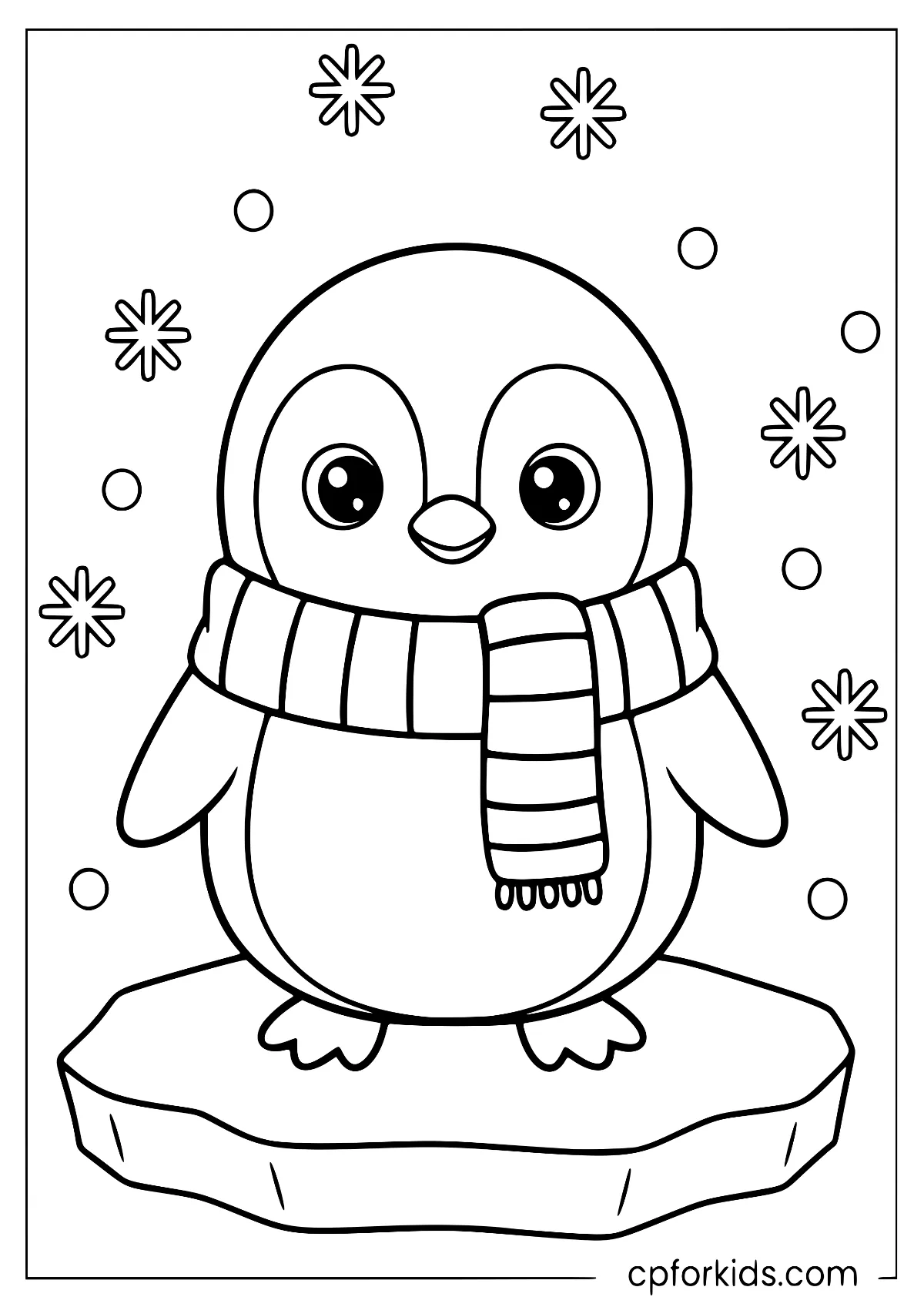 Small penguin outline for toddlers