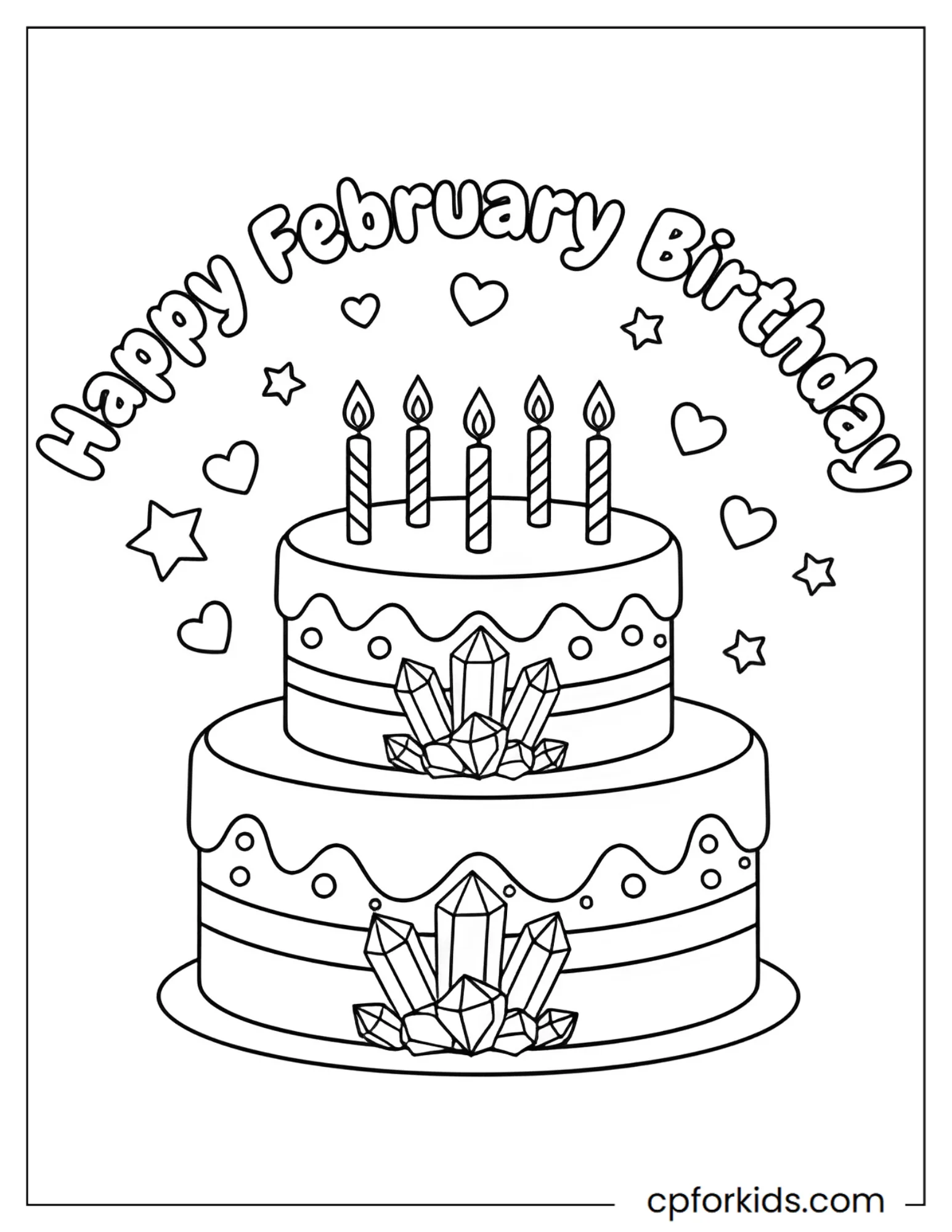 Layered birthday cake with crystal decorations