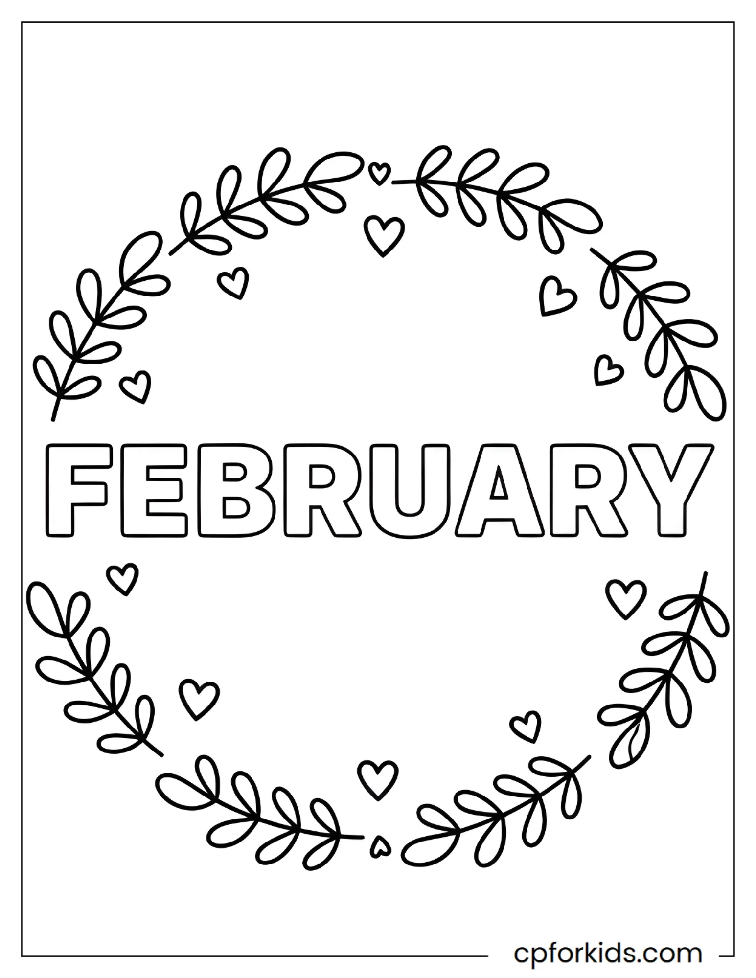 Minimal February cover page with simple lettering