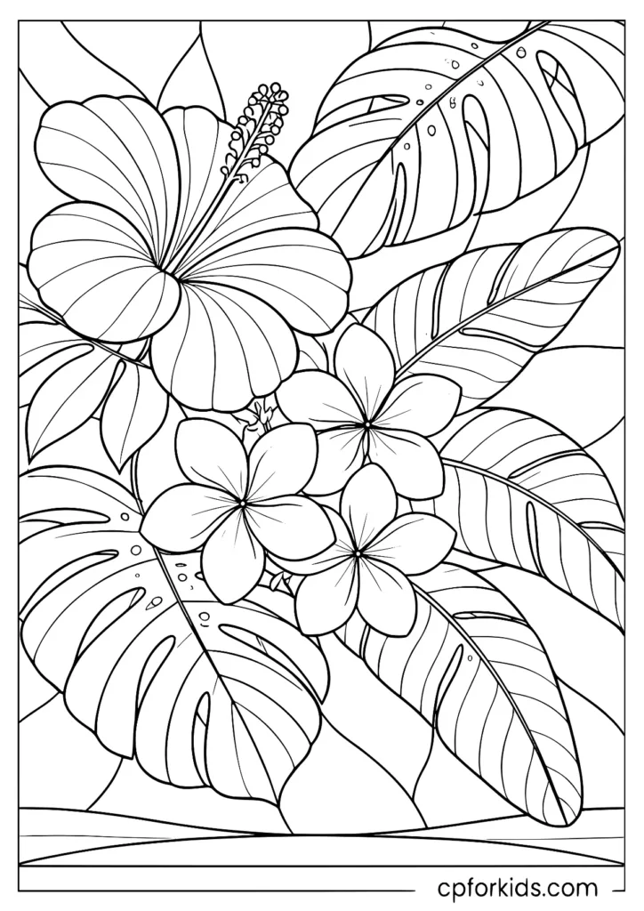 Floral stained glass style pattern with clean lines