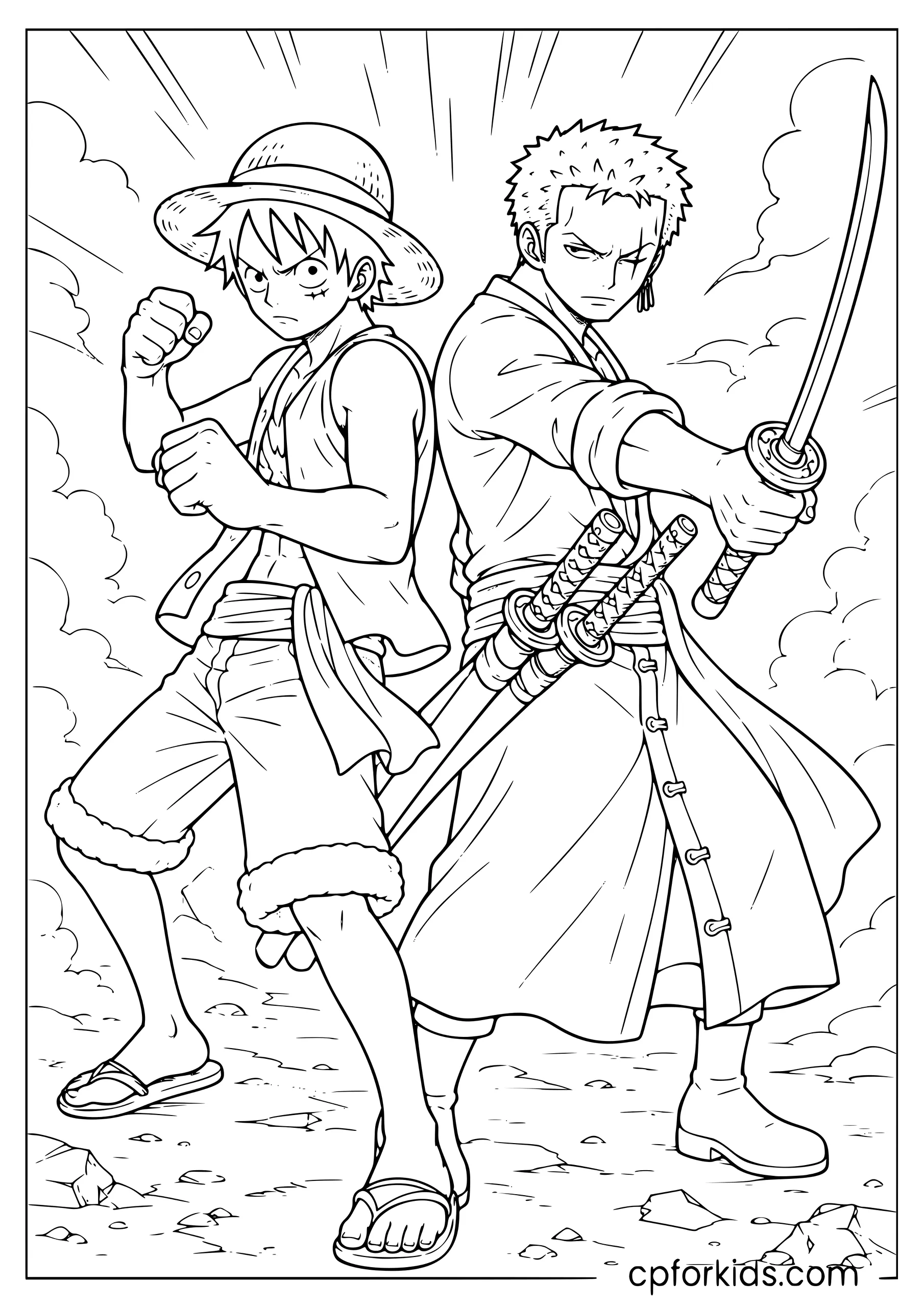 Luffy and Zoro — Back to Back
