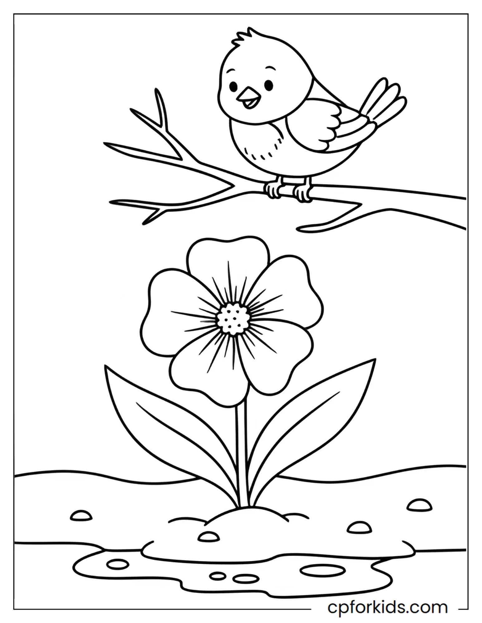 Small flower blooming through melting snow