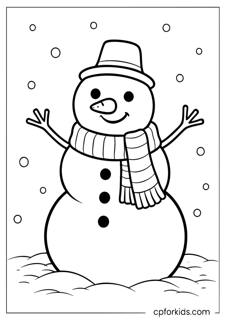 Preschool winter coloring page snowman outline