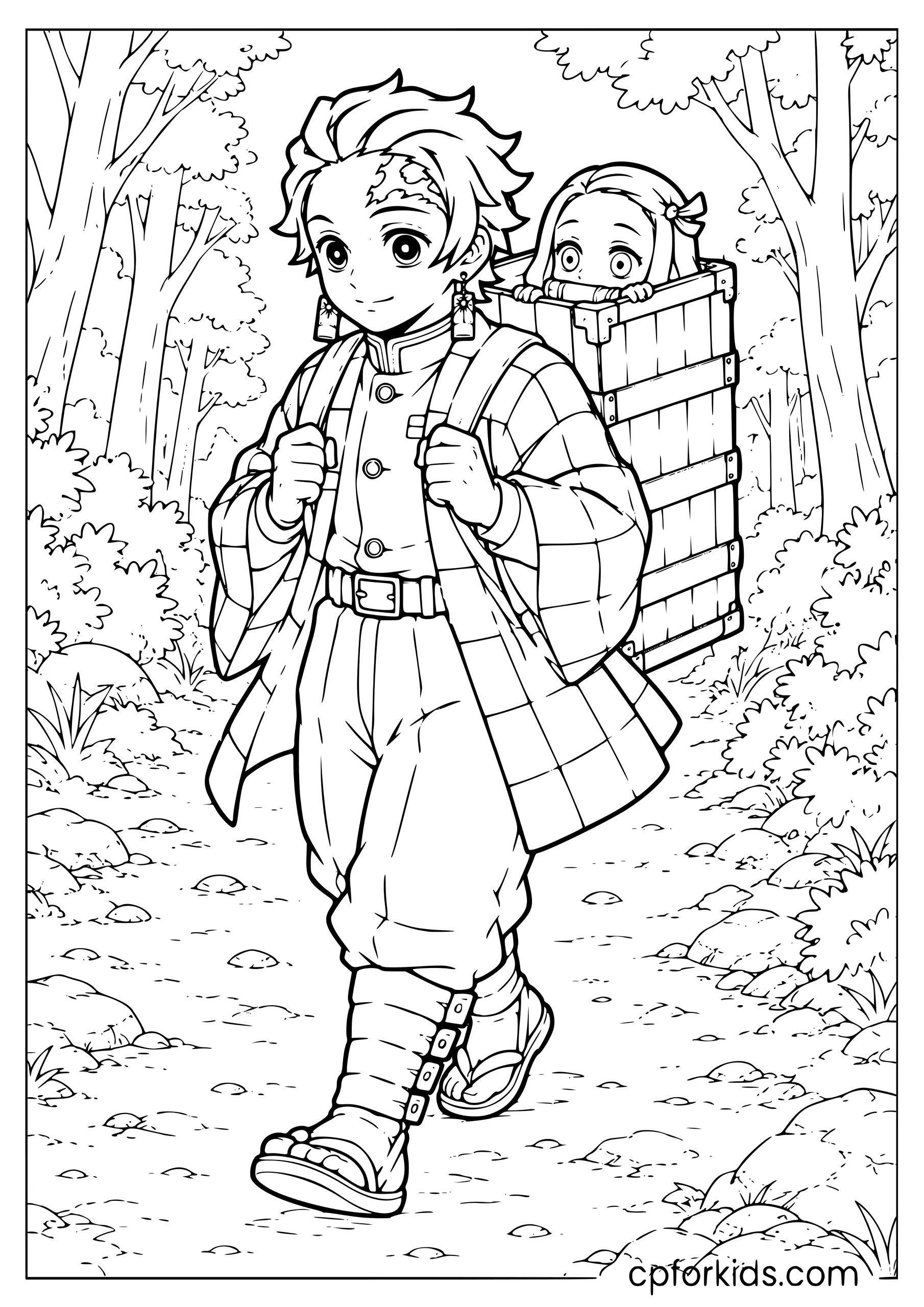 Tanjiro Carrying Nezuko’s Box
