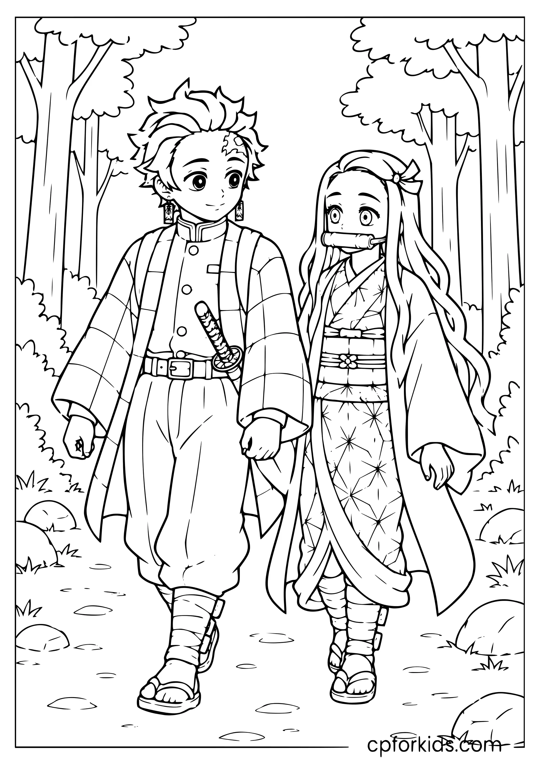 Tanjiro and Nezuko — Forest Road