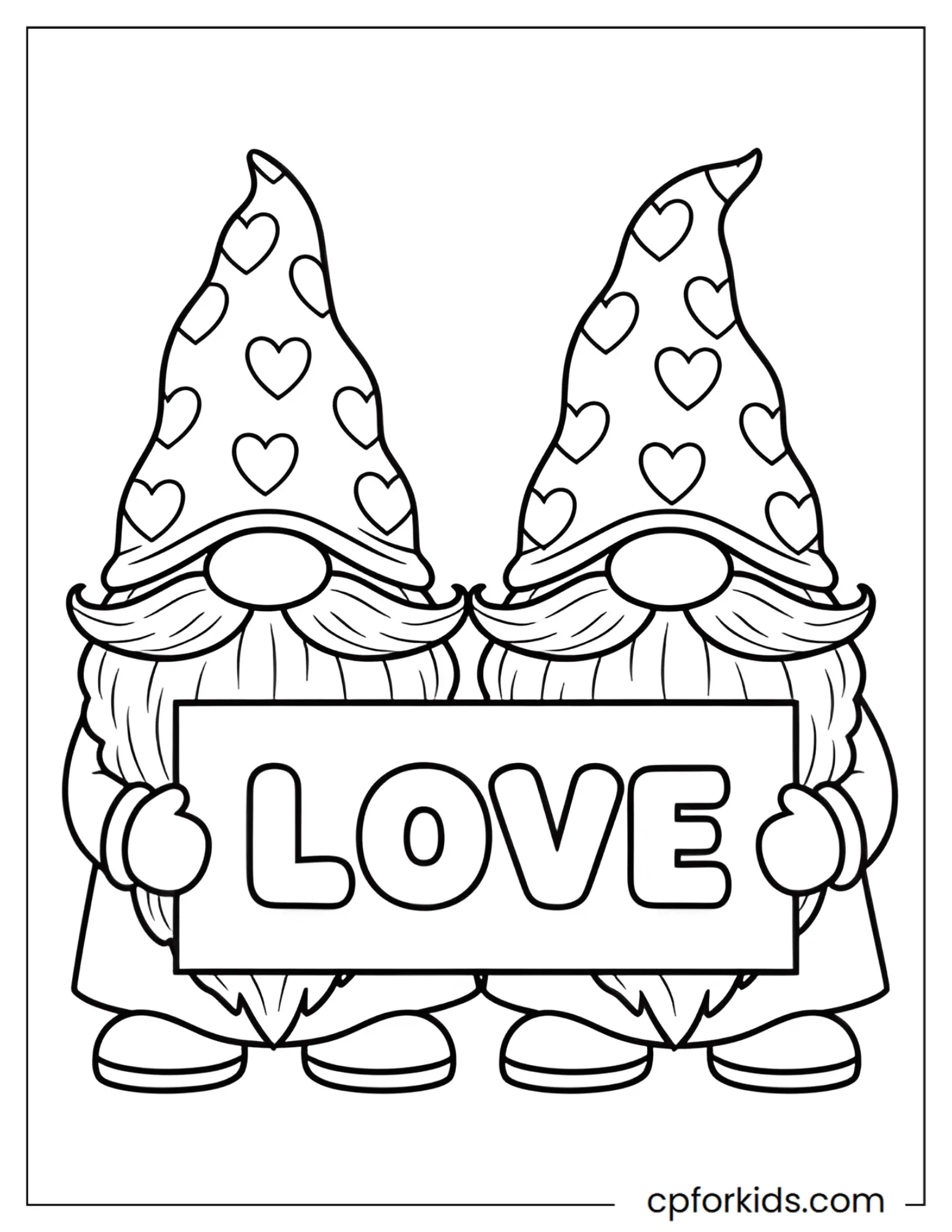 Two gnomes wearing heart-shaped hats