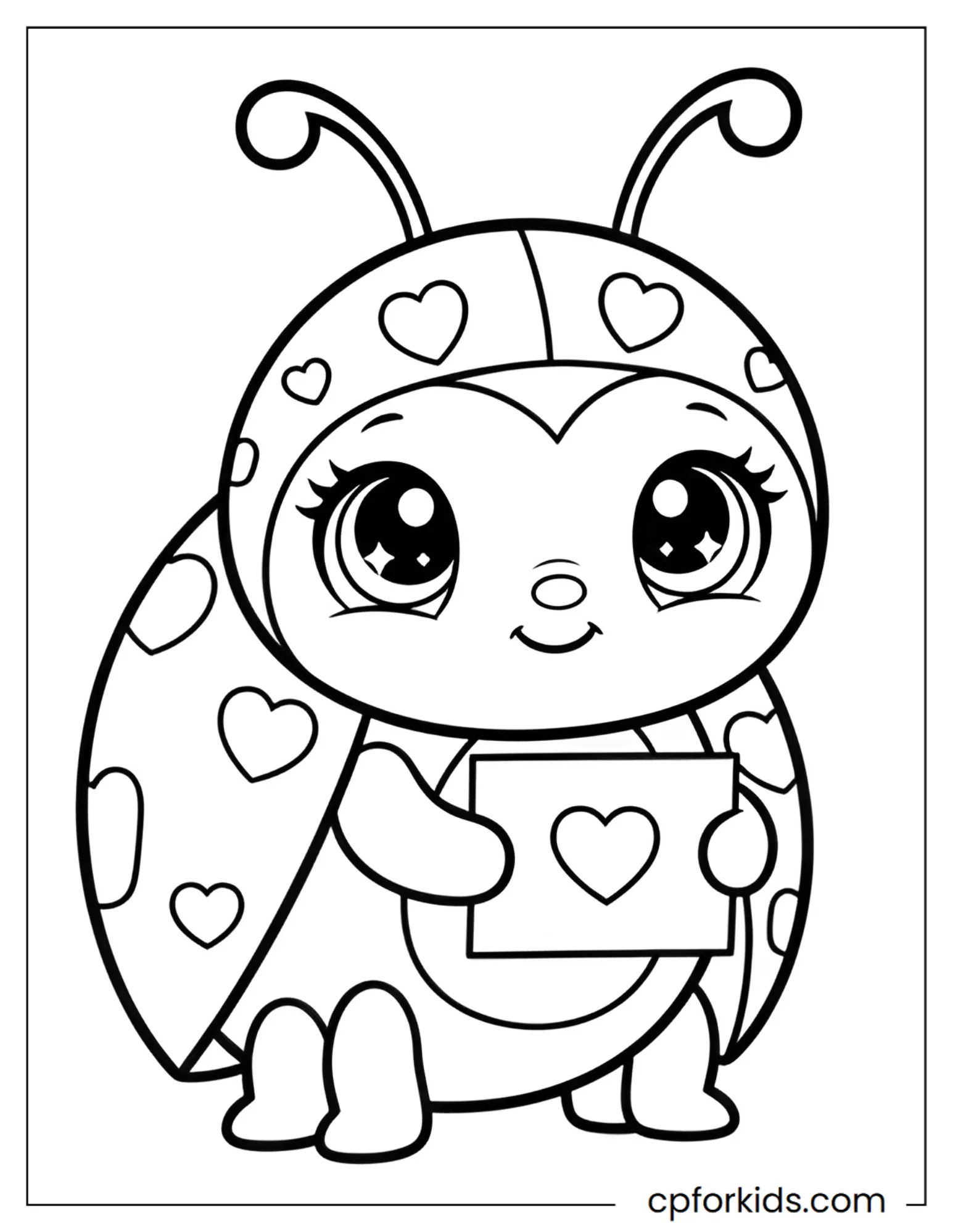 Ladybug with heart-shaped spots on its back