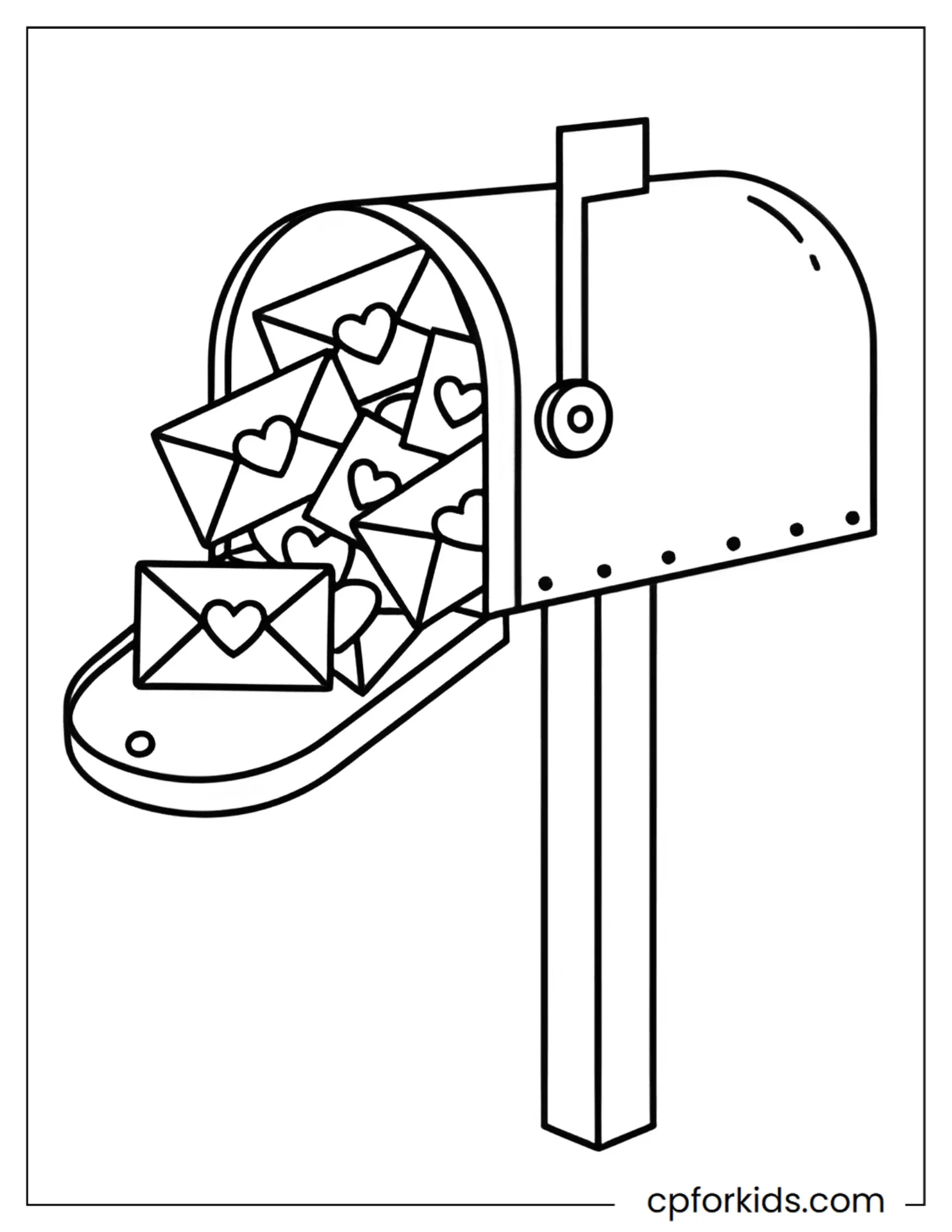Mailbox overflowing with heart-shaped letters