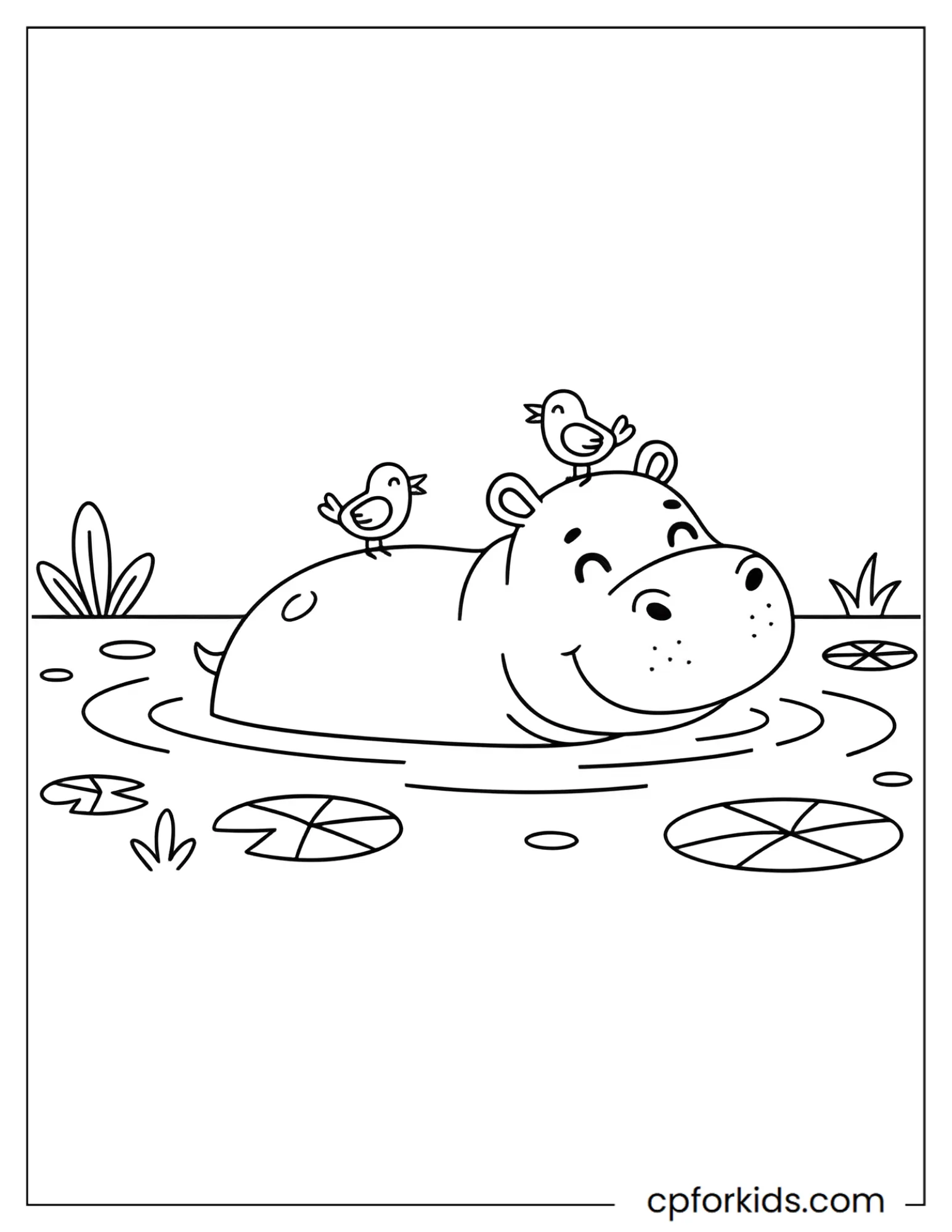Hippo swimming with its head above water